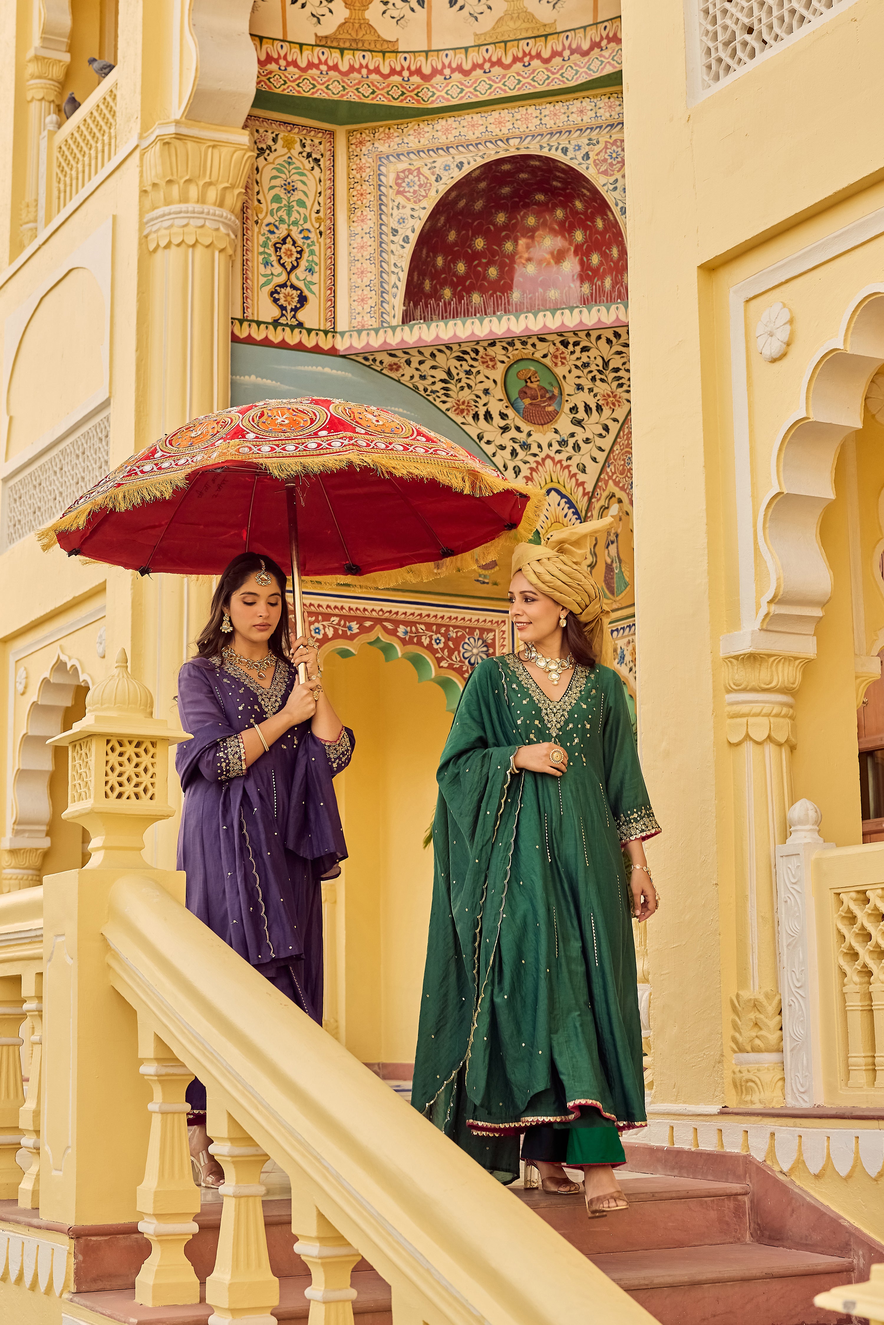 Forest Bloom Mul Chanderi Suit Set