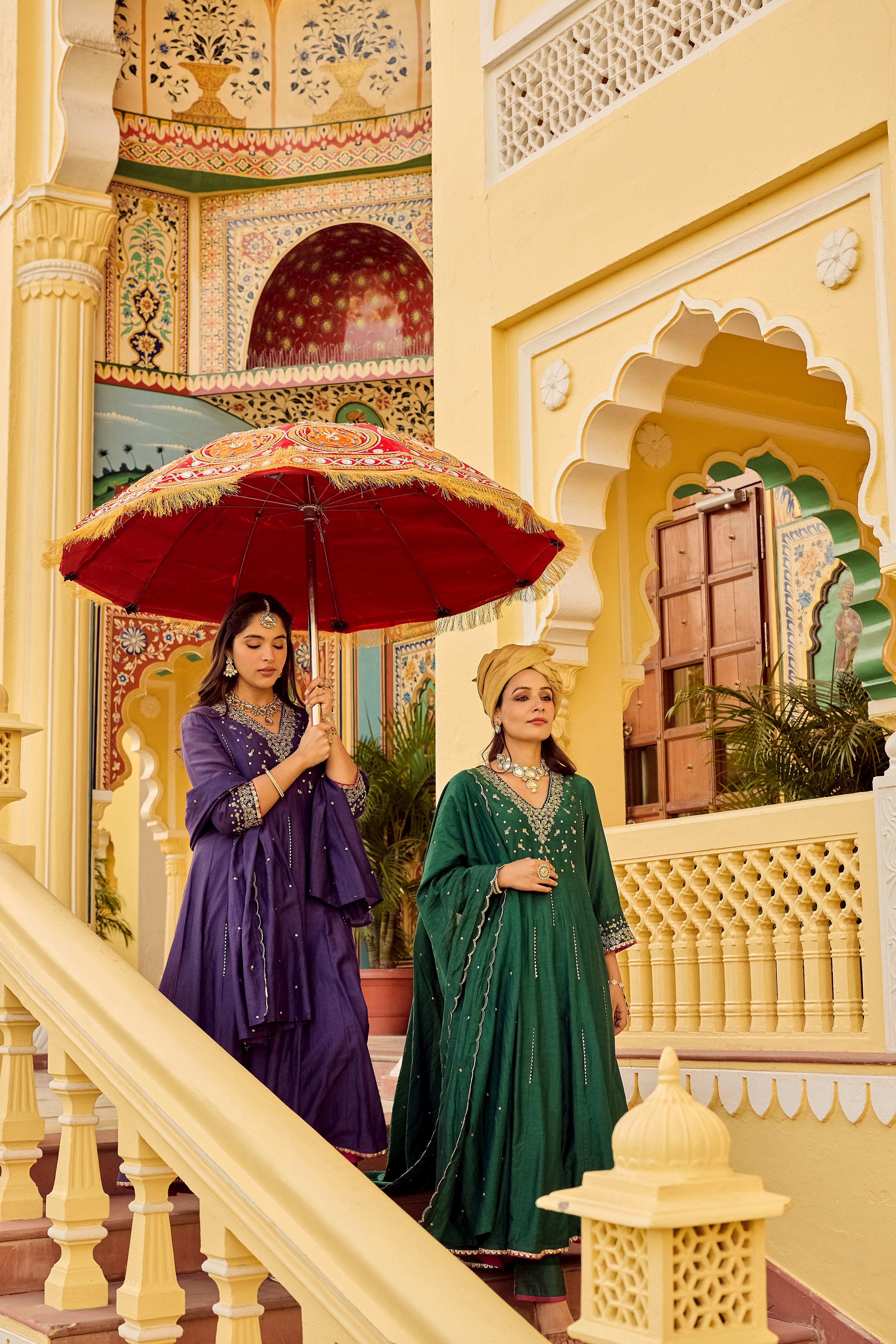 Regal Berry Mul Chanderi Suit Set