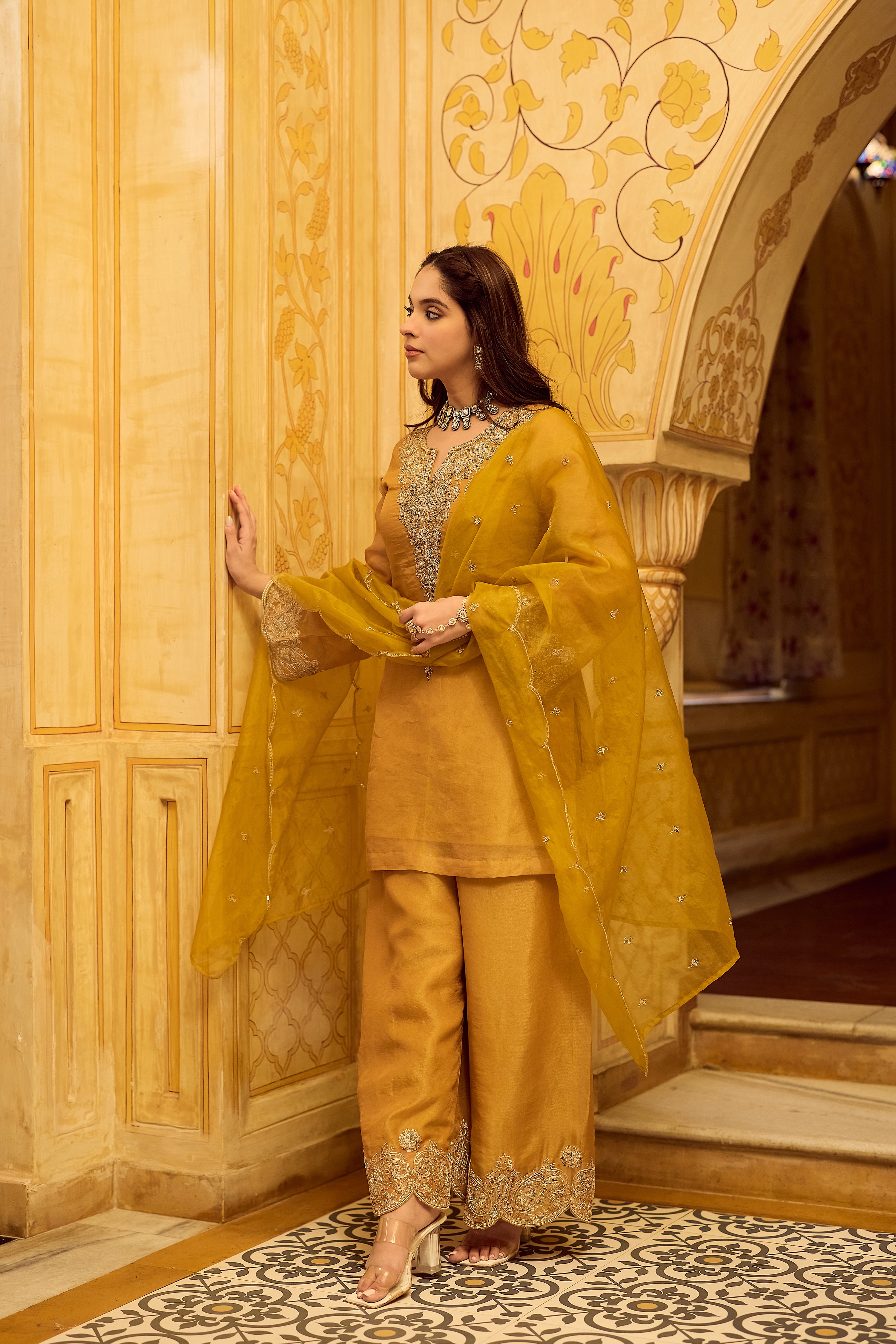 Golden Aura Swiss Tissue Suit Set