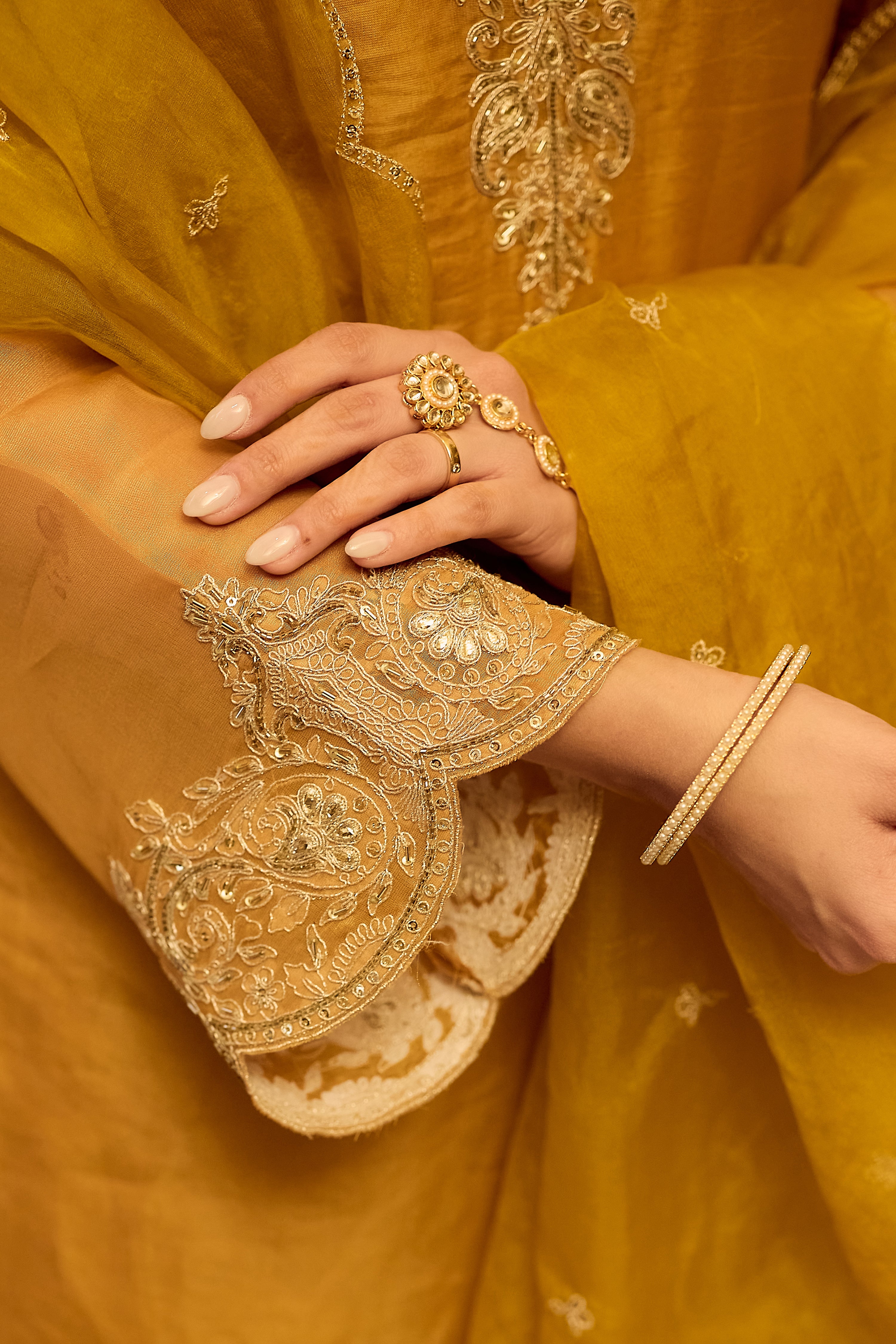 Golden Aura Swiss Tissue Suit Set