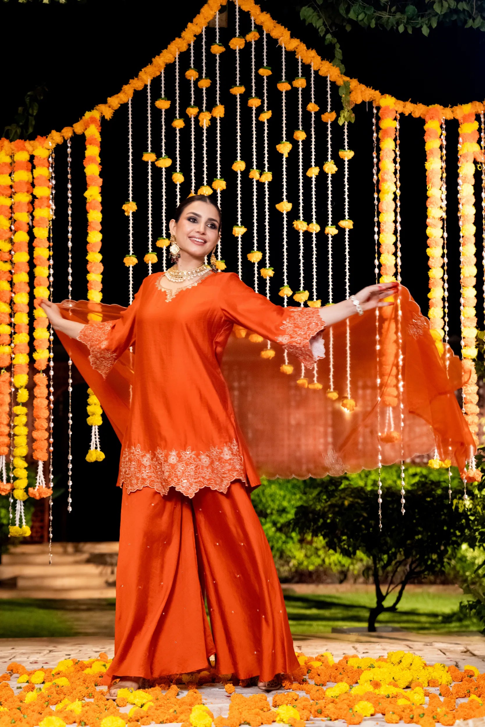 Amber Aura Satoori Silk Suit