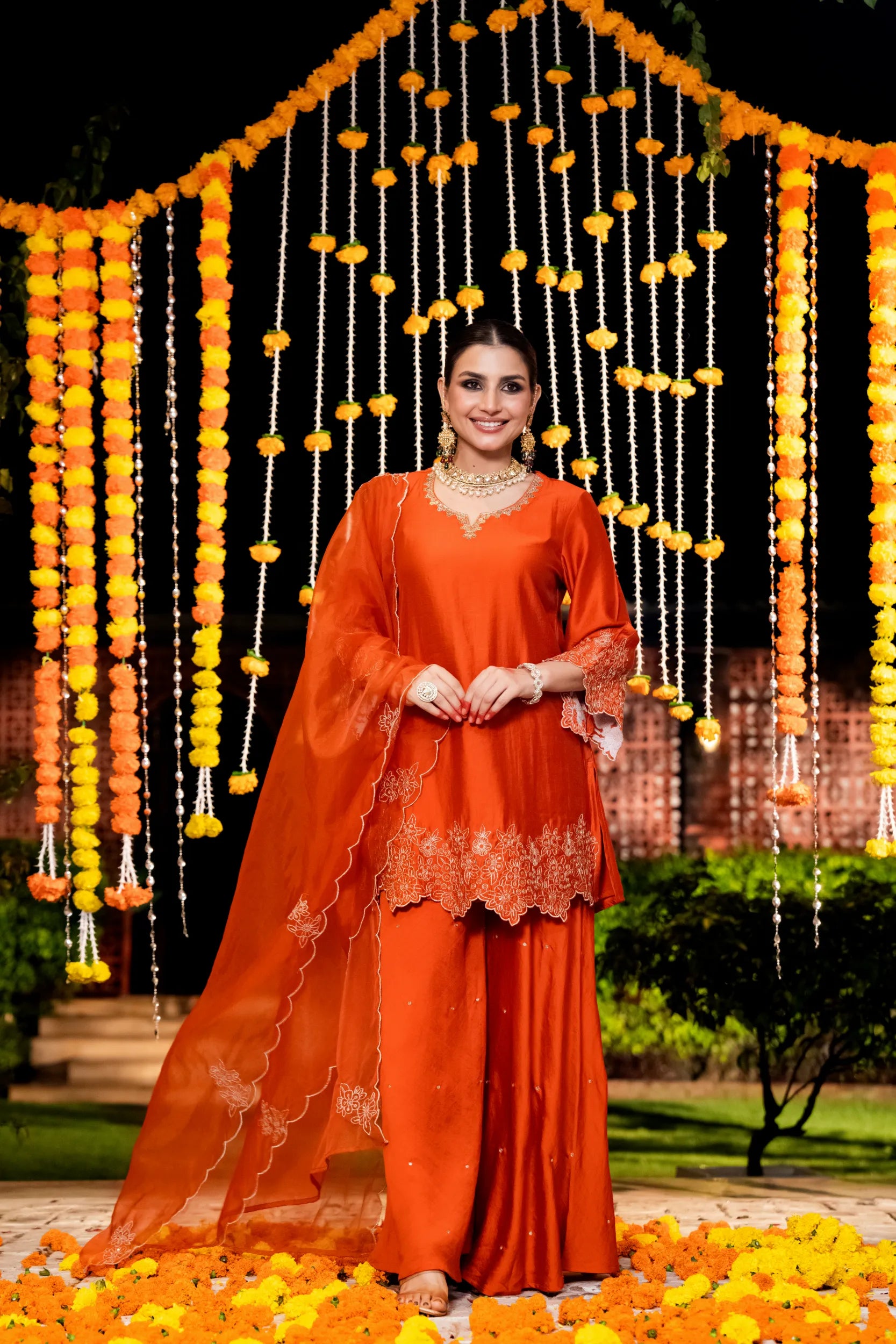 Amber Aura Satoori Silk Suit