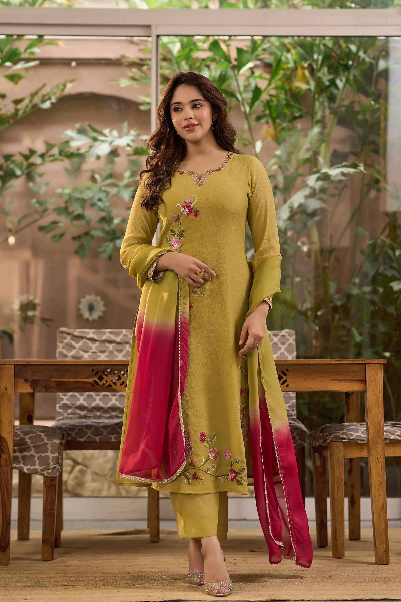 Olive Blossom Kurta  Set