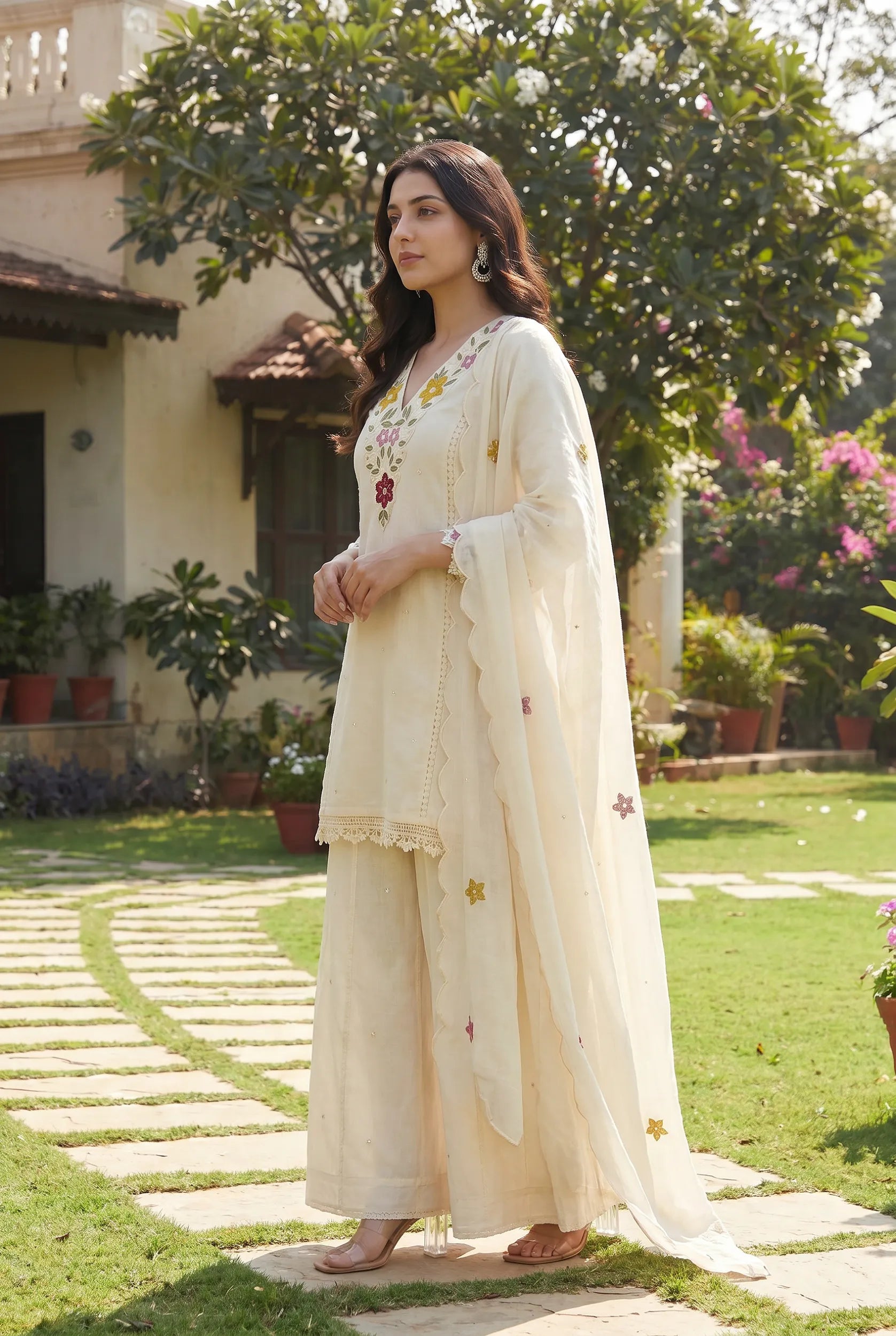 Pearl Bloom Embroidered Set