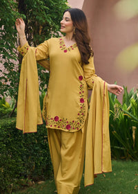 Mustard Floral Kurta Set