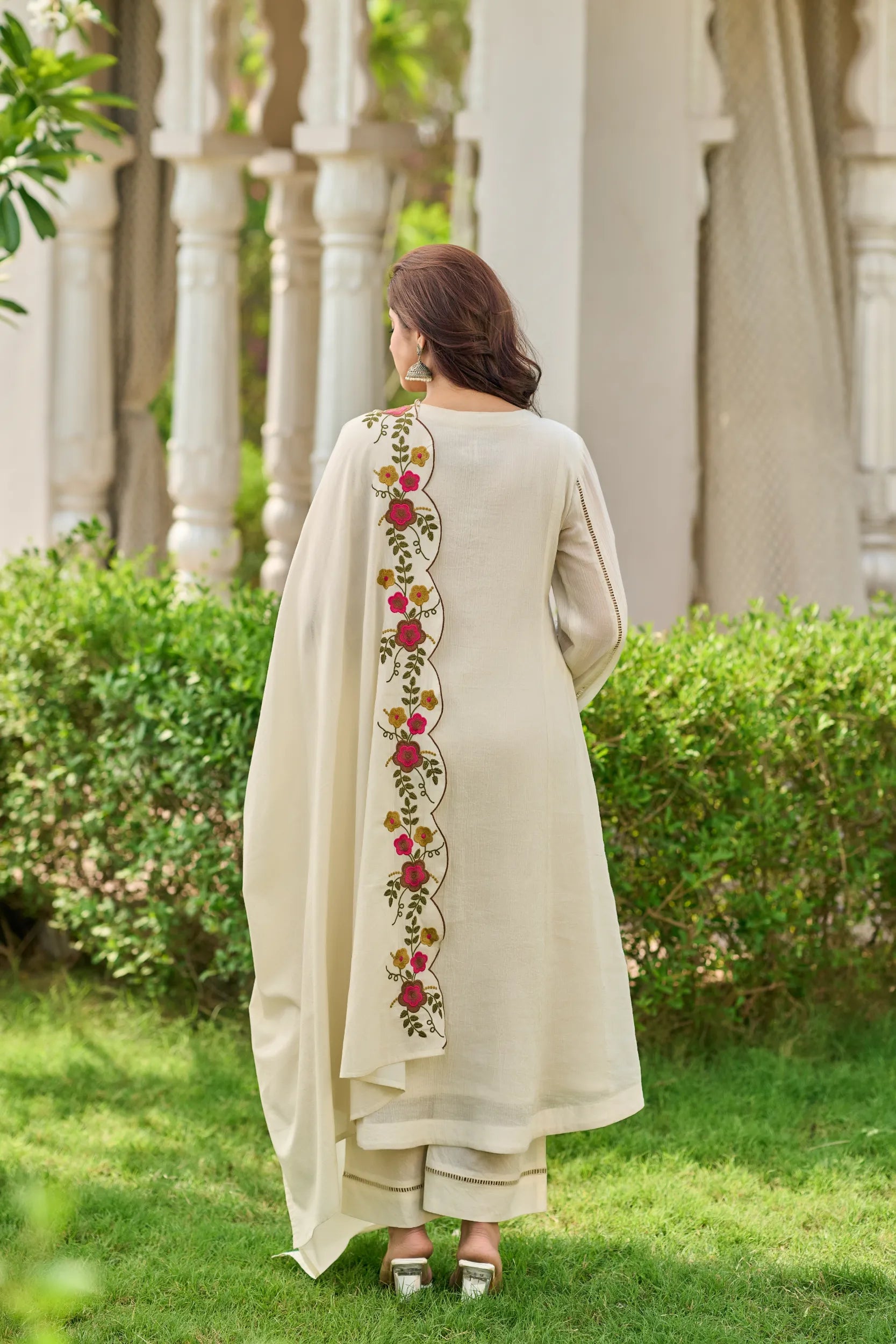 Ivory Pearl Embroidered Kurta  Set