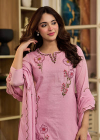 Floral Pink Embroidered Kurta Set