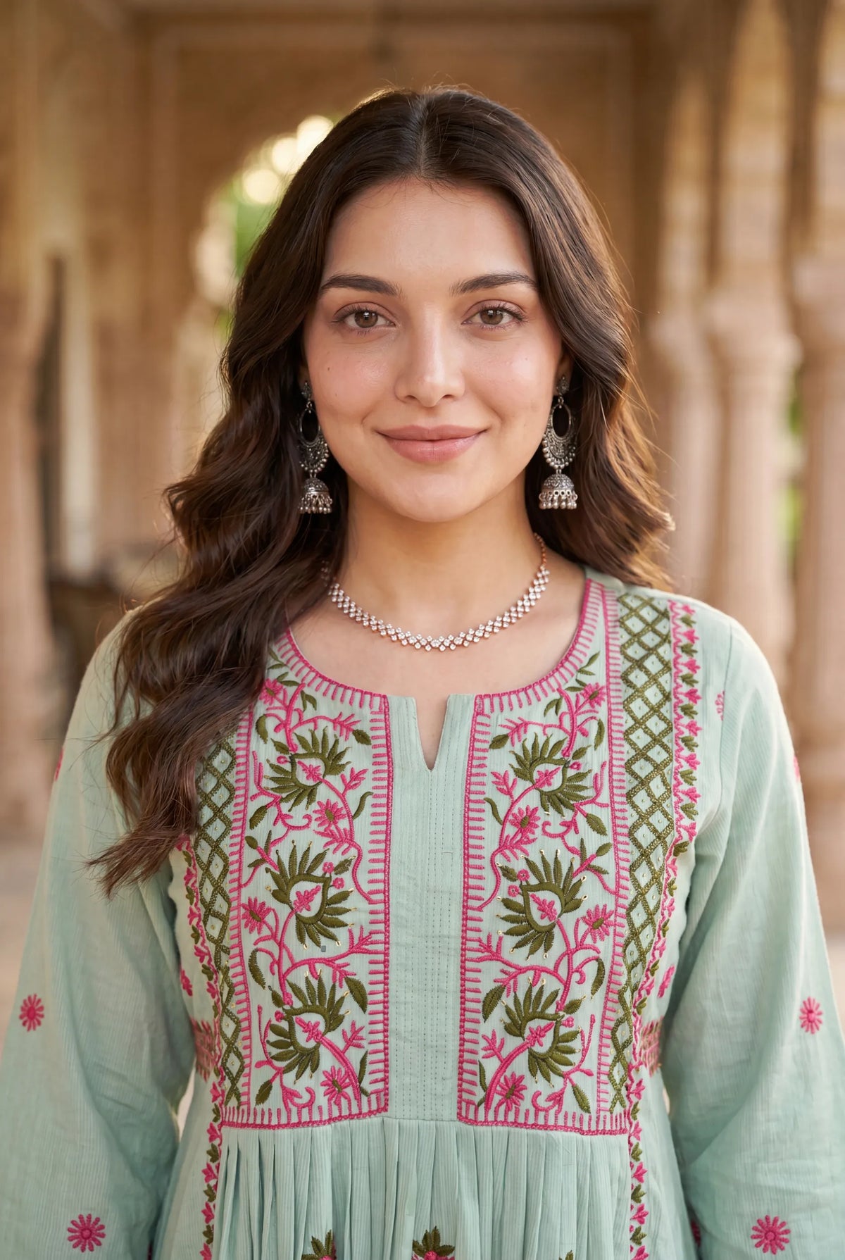Mint Embroidered Kurta Set