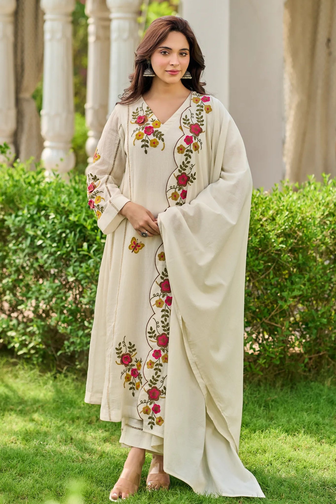 Ivory Pearl Embroidered Suit Set