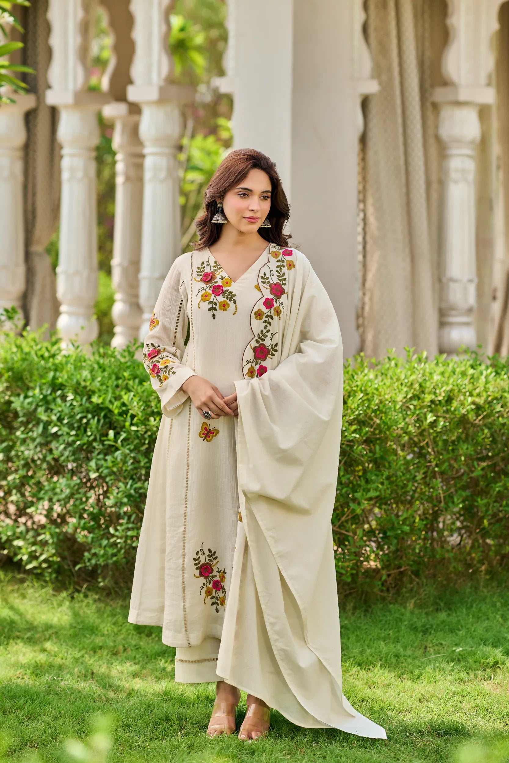 Ivory Pearl Embroidered Suit Set