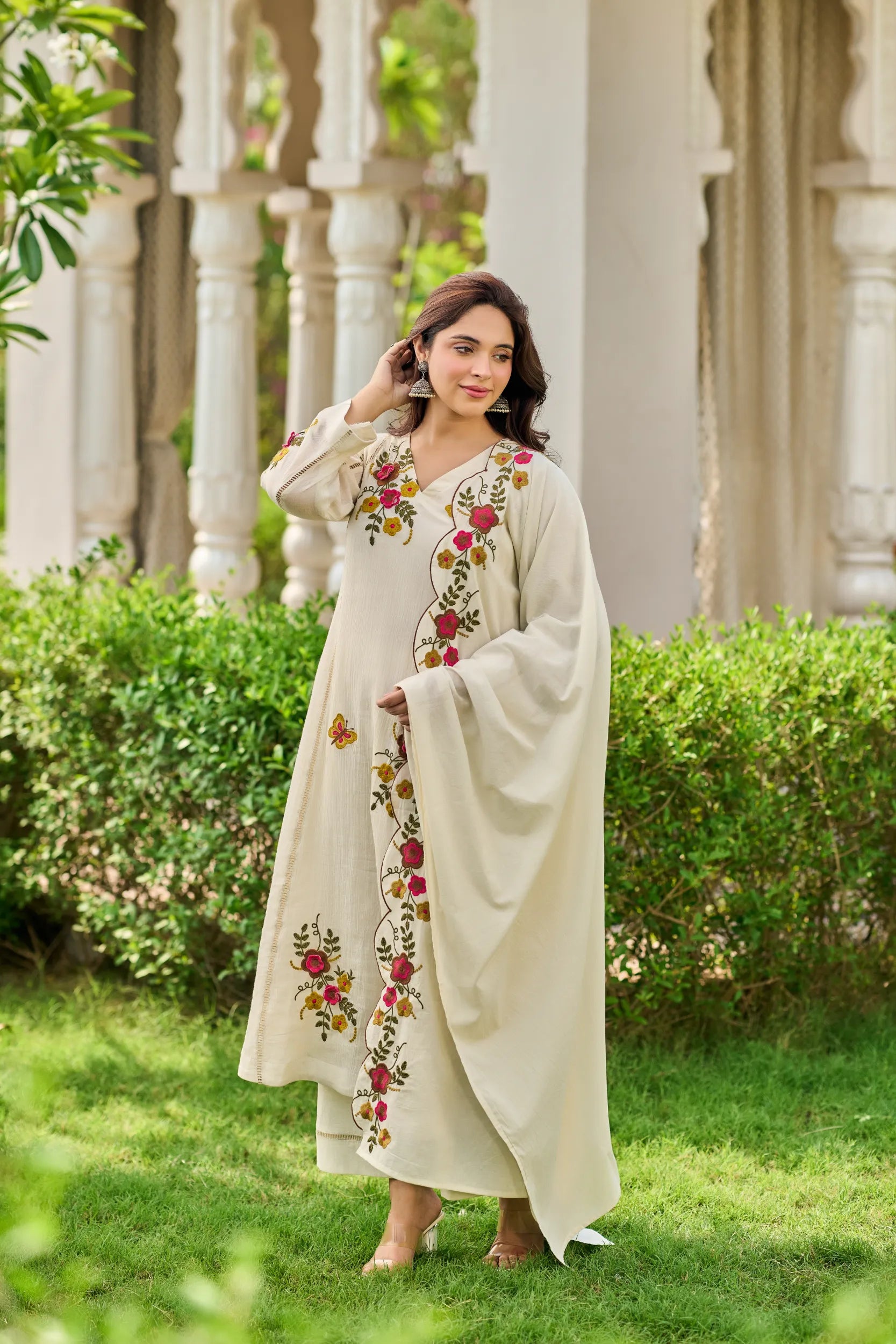 Ivory Pearl Embroidered Kurta  Set