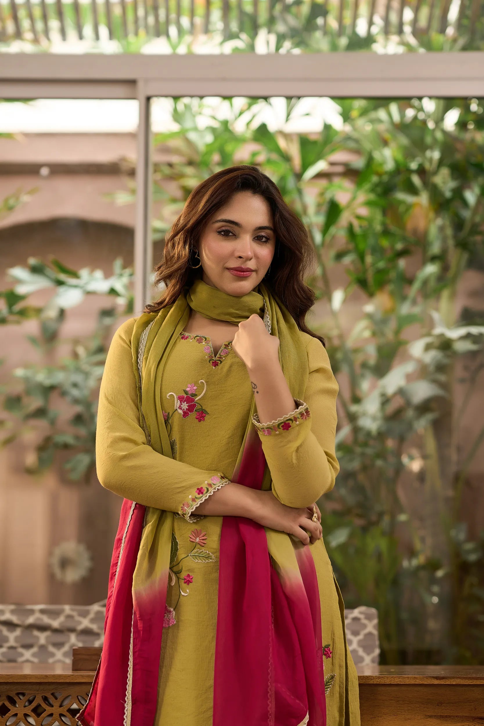 Olive Blossom Kurta  Set