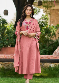 Pink Bloom Embroidered Kurta Set