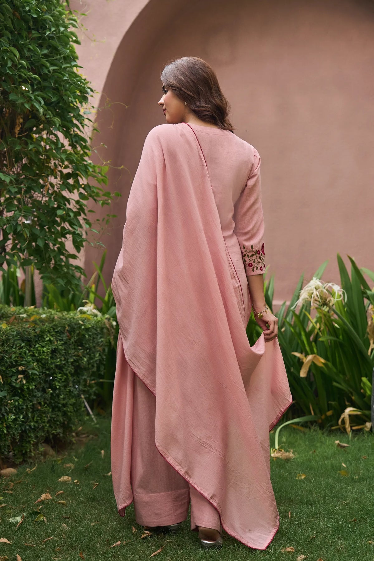 Blush Rose Embroidered Kurta  Set
