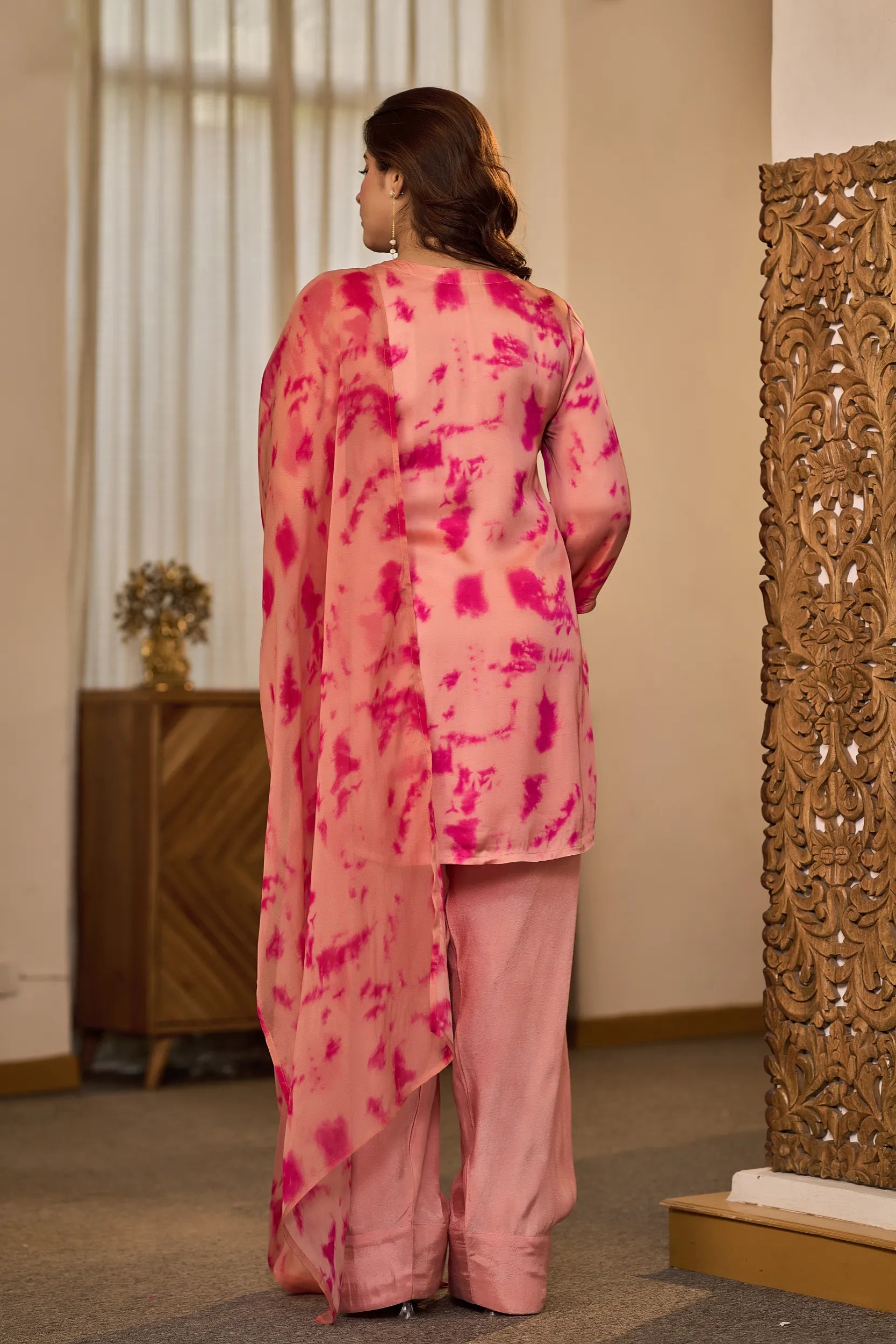 Blush Pink Tie-Dye Kurta Set
