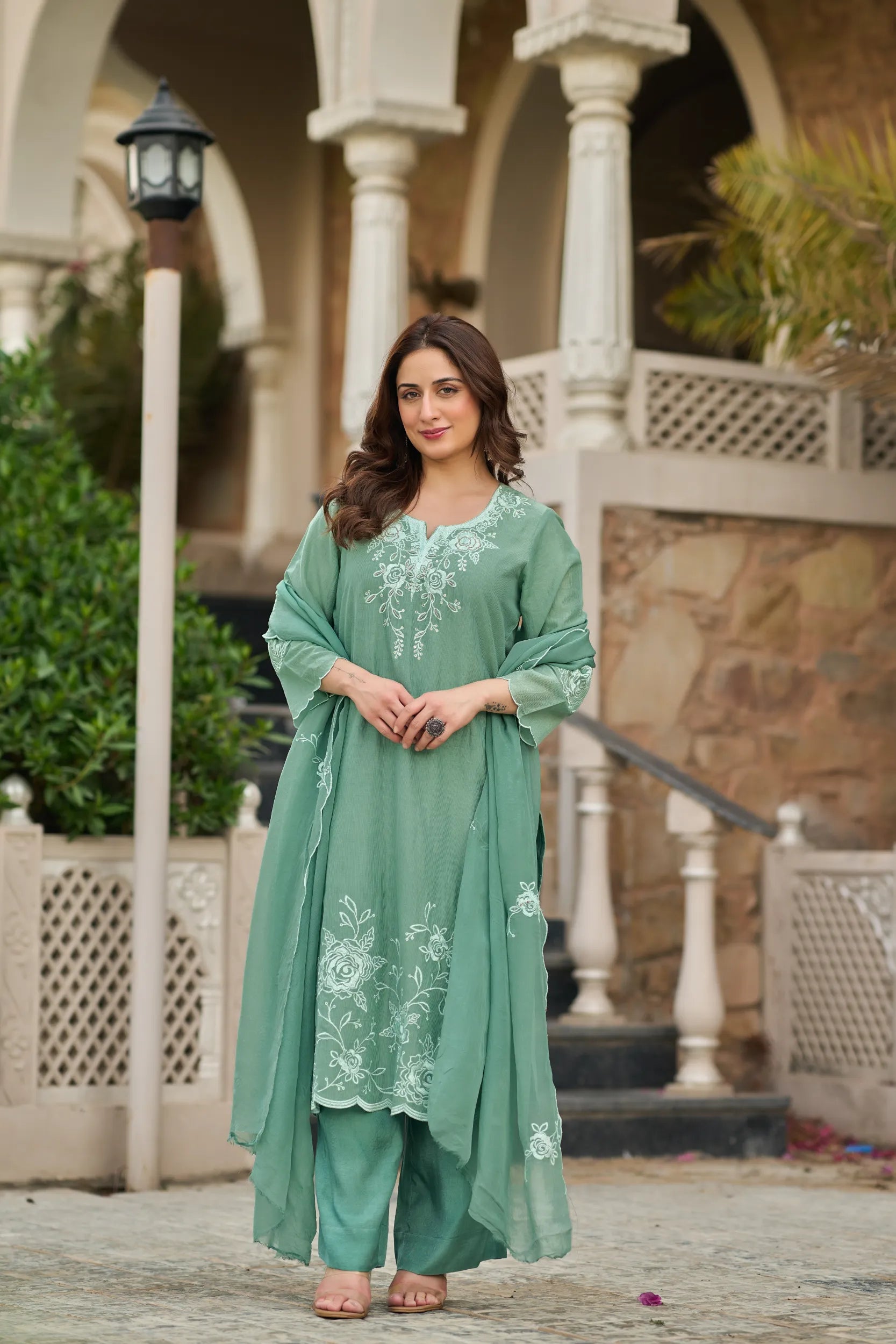 Mint Blossom Kurta Set