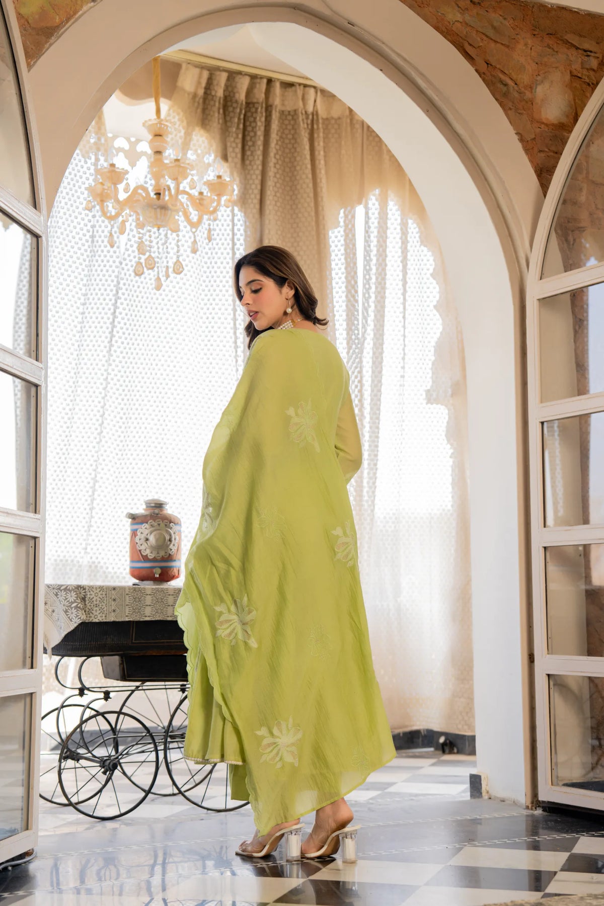 Minted Elegance Chanderi Kurta Set