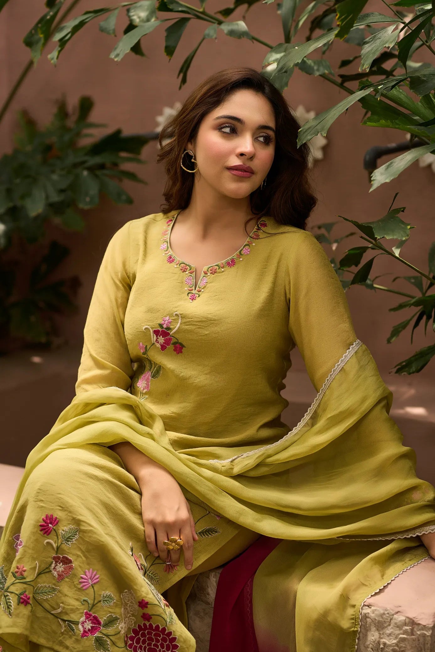 Olive Blossom Kurta  Set