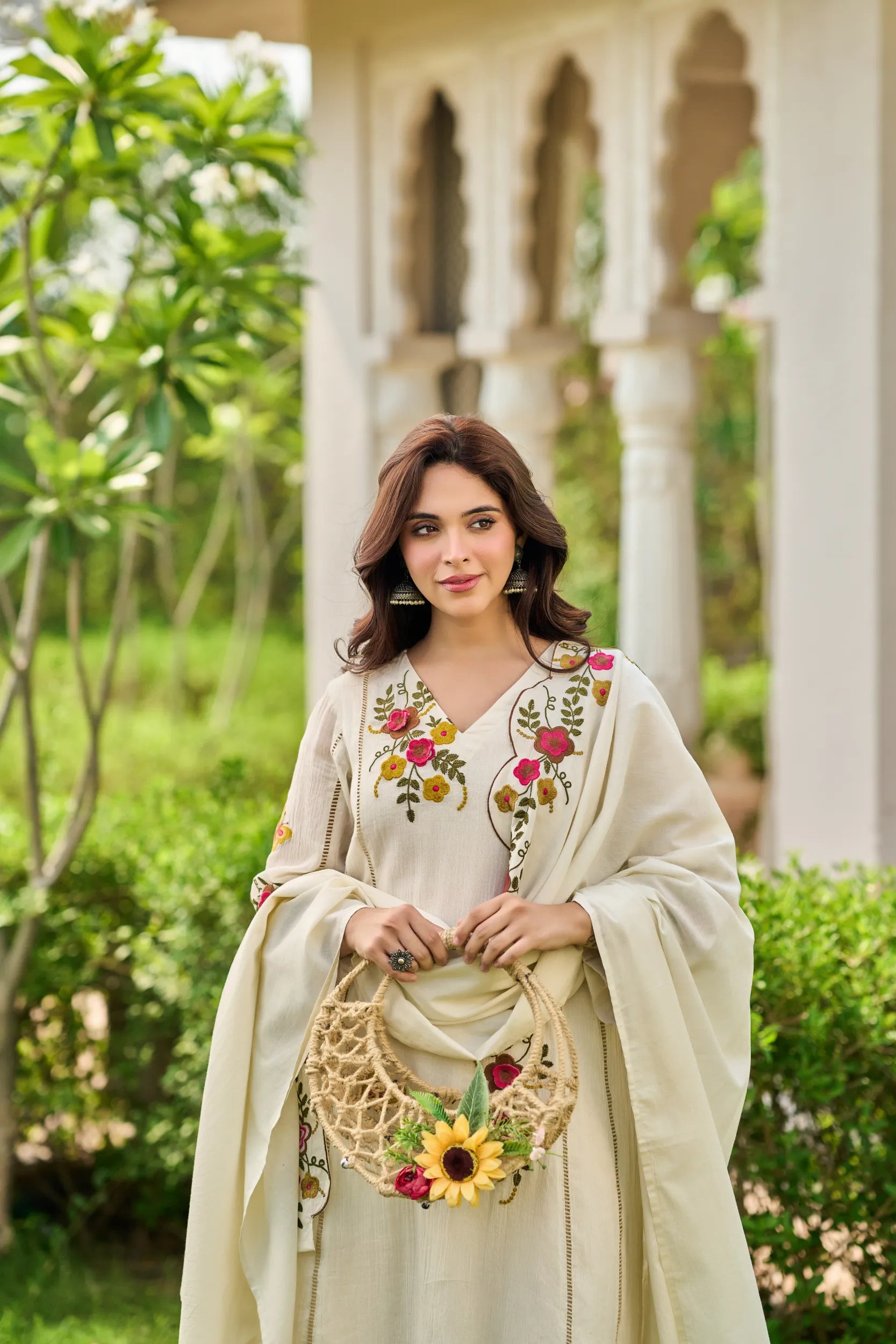 Ivory Pearl Embroidered Kurta  Set