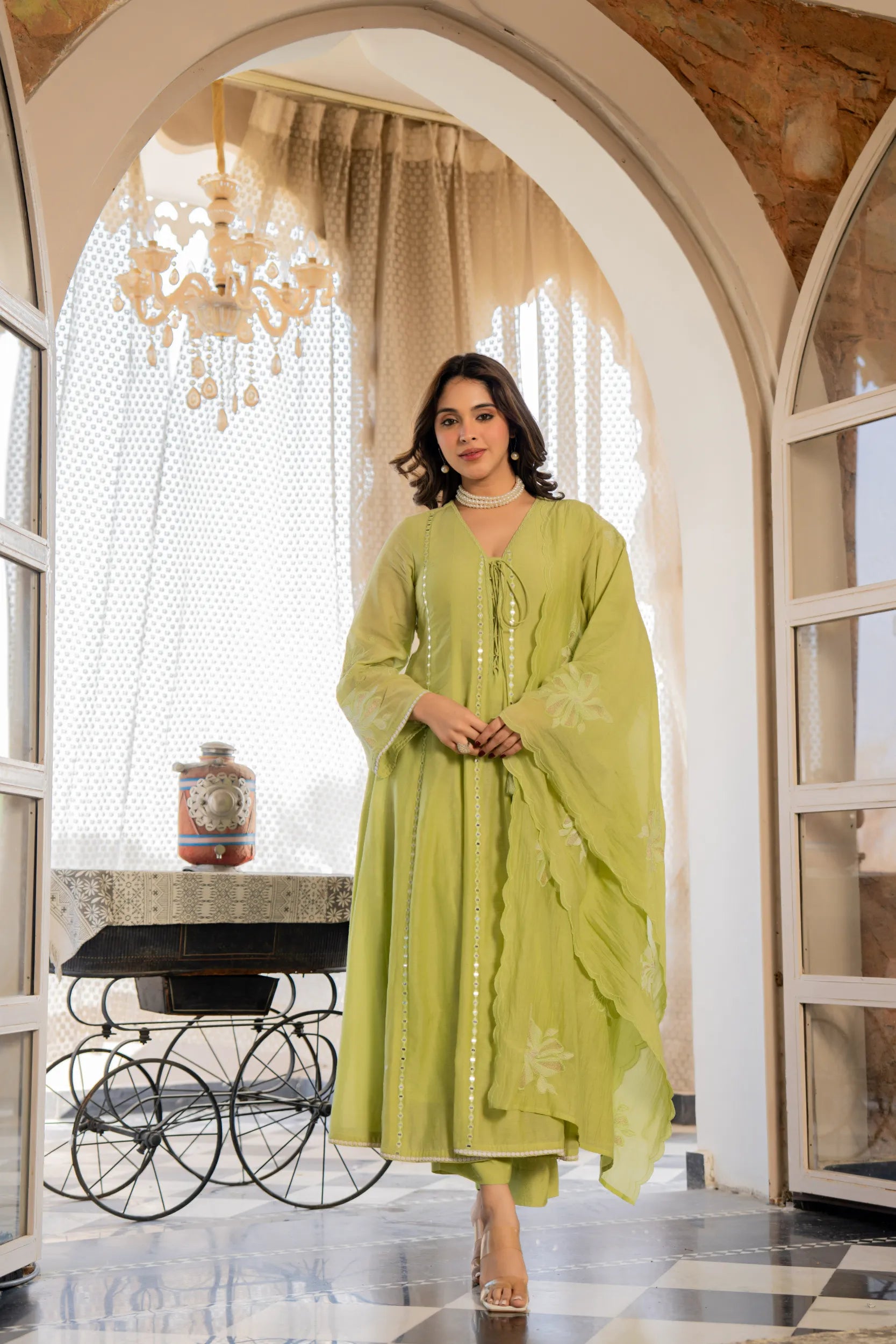 Minted Elegance Chanderi Kurta Set