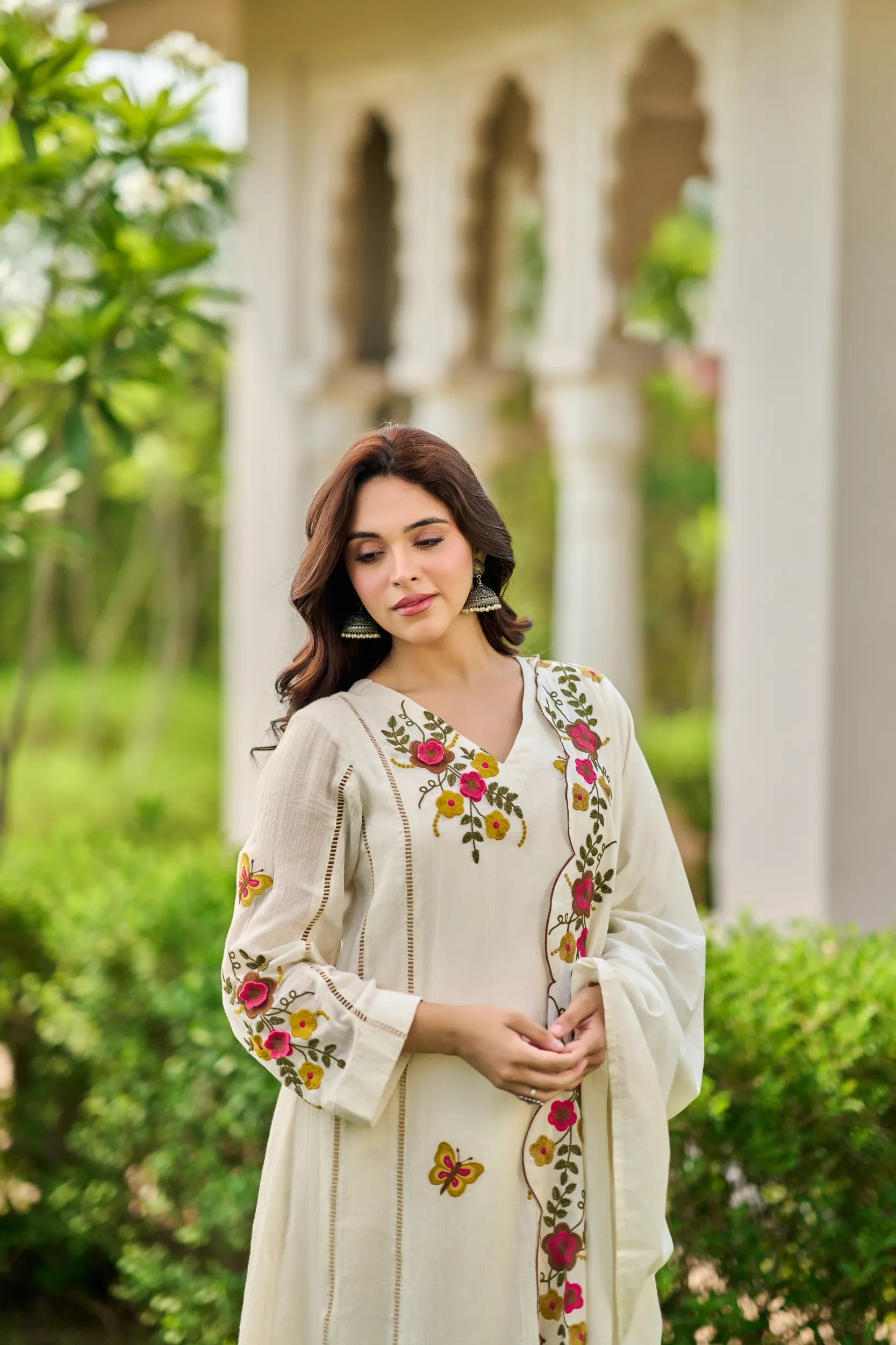 Ivory Pearl Embroidered Kurta  Set