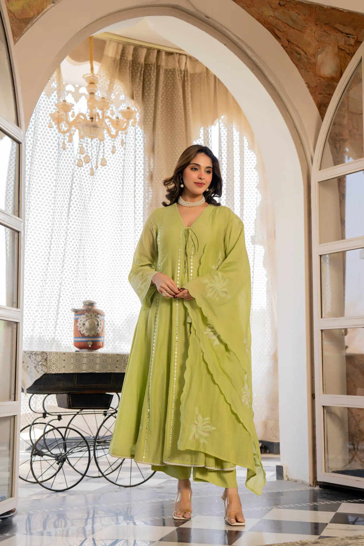 Minted Elegance Chanderi Kurta Set