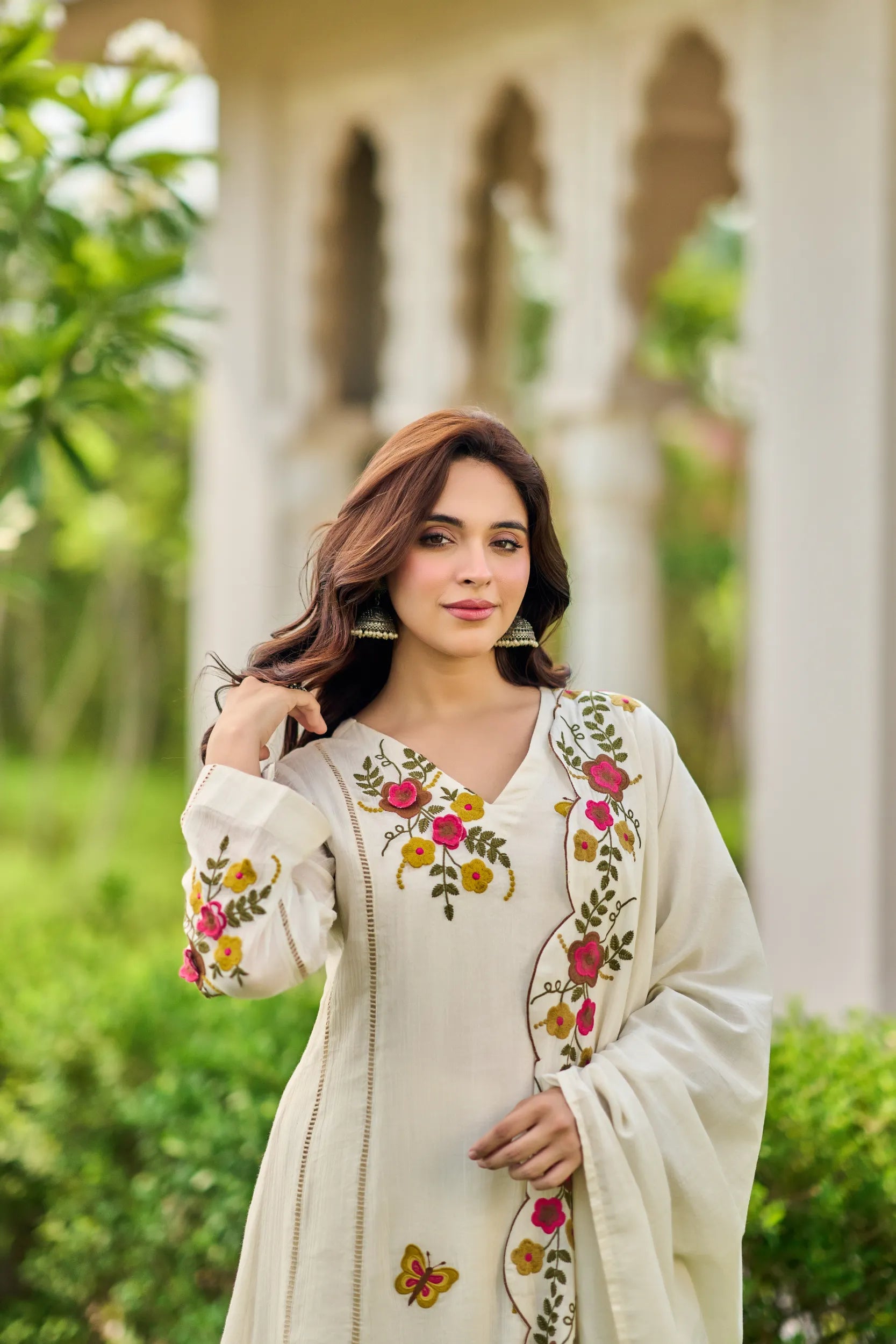 Ivory Pearl Embroidered Suit Set