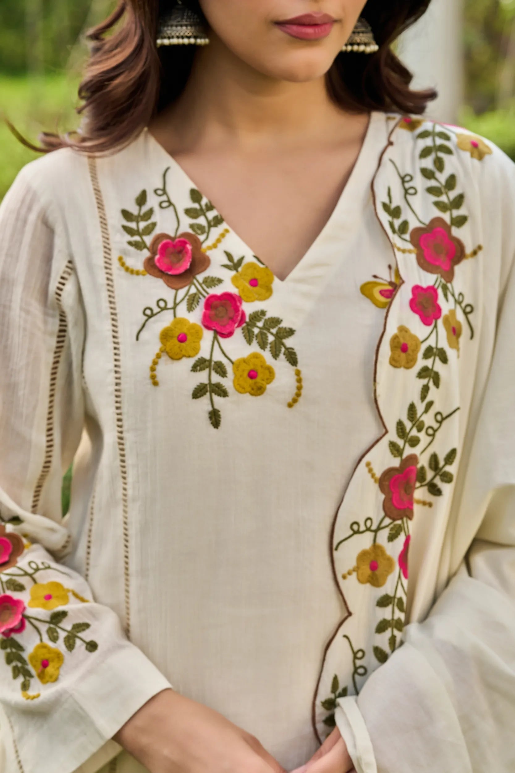 Ivory Pearl Embroidered Kurta  Set