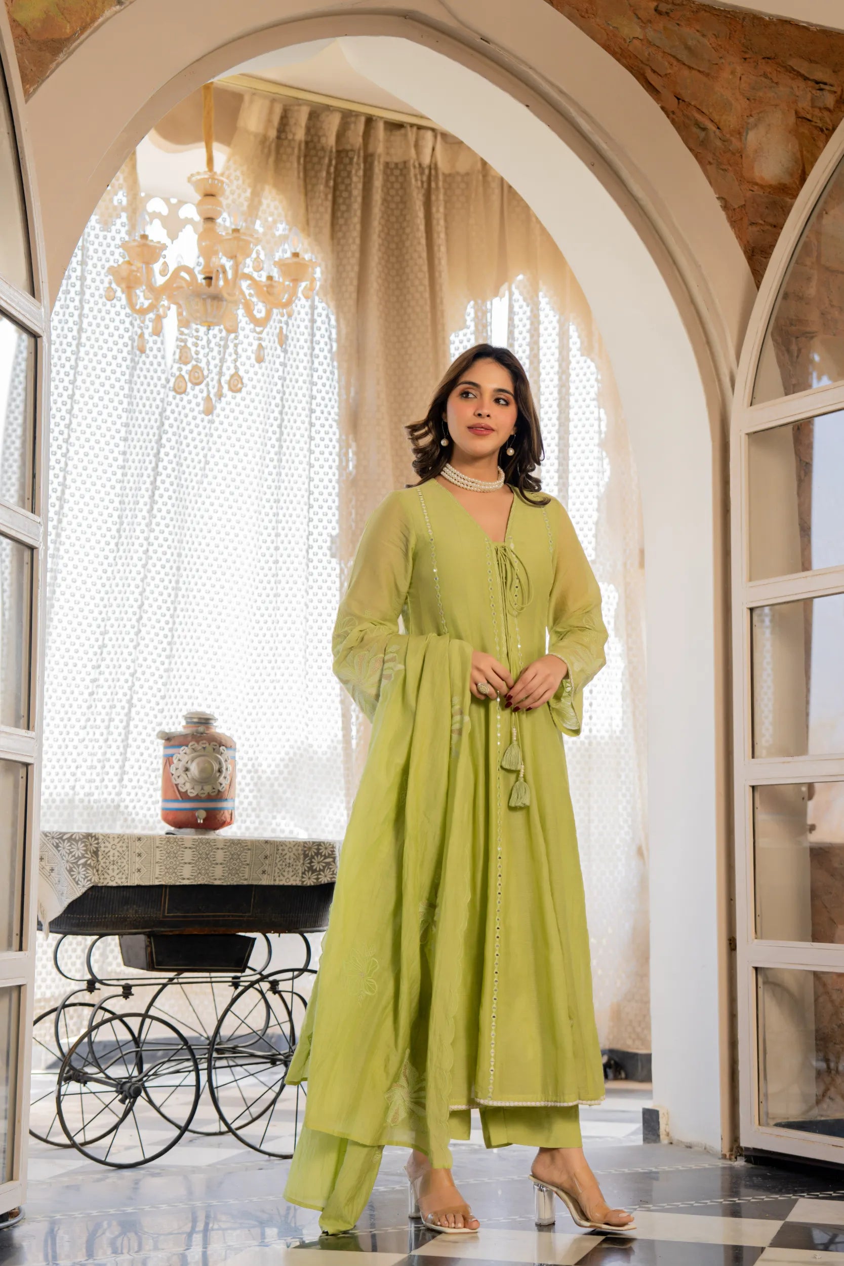 Minted Elegance Chanderi Kurta Set