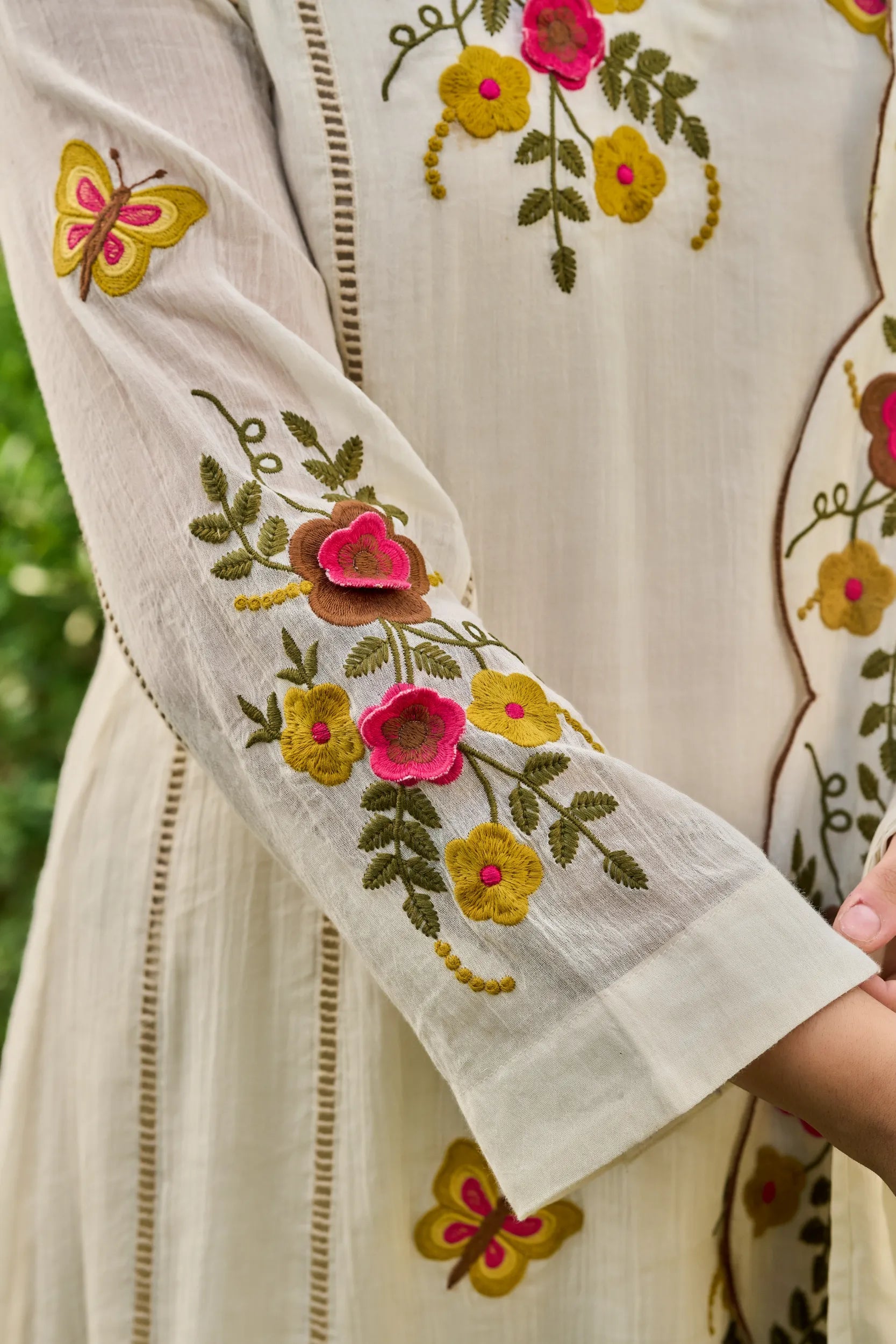 Ivory Pearl Embroidered Kurta  Set