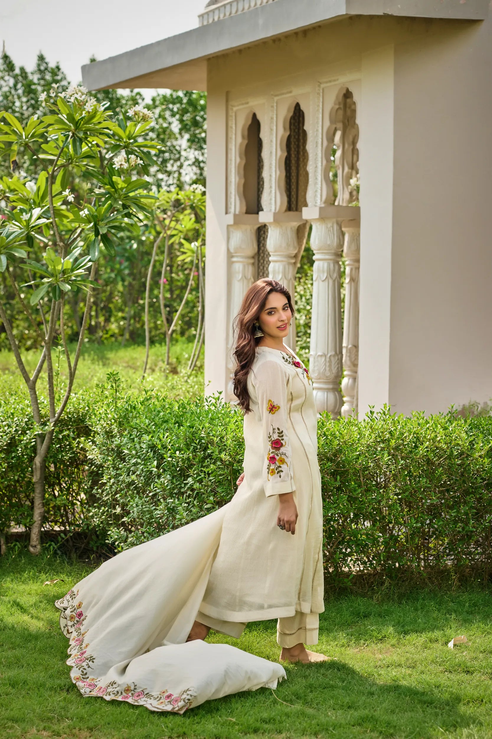 Ivory Pearl Embroidered Suit Set