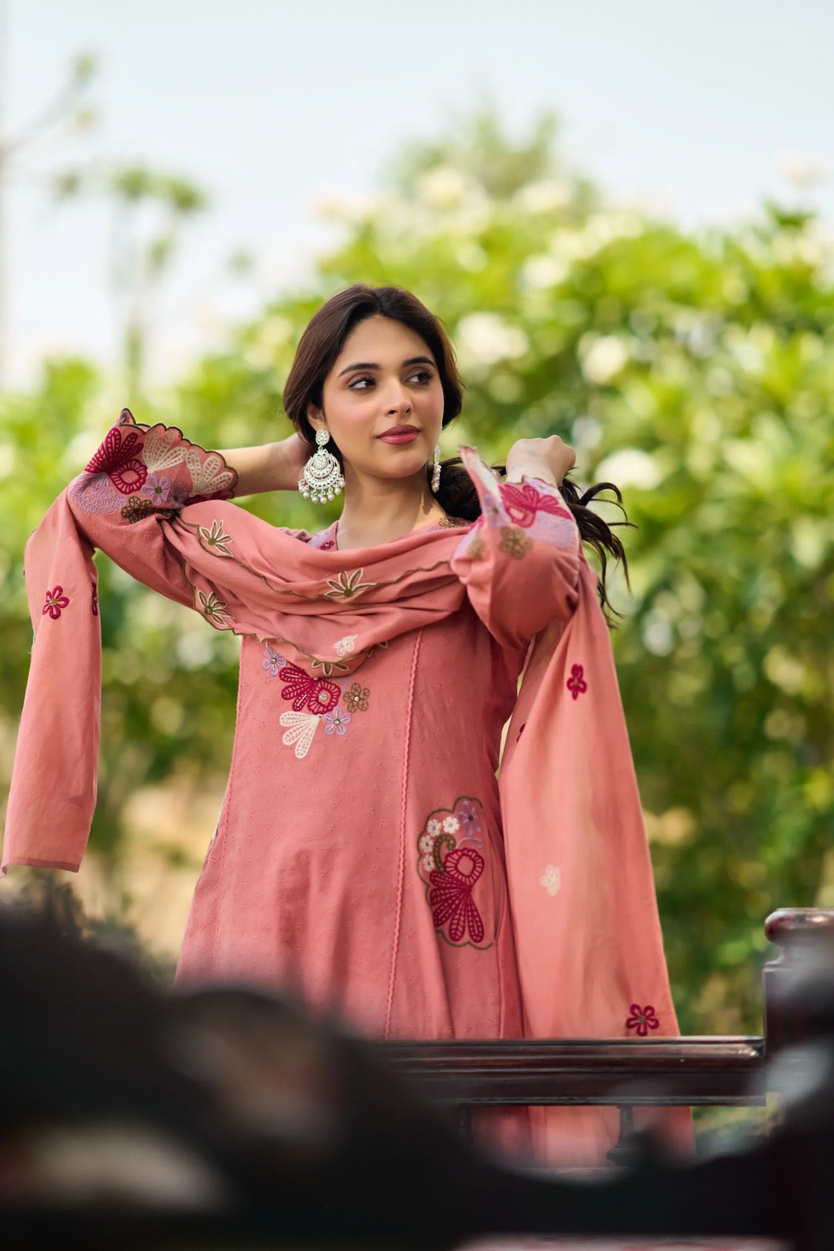 Pink Bloom Embroidered Kurta Set