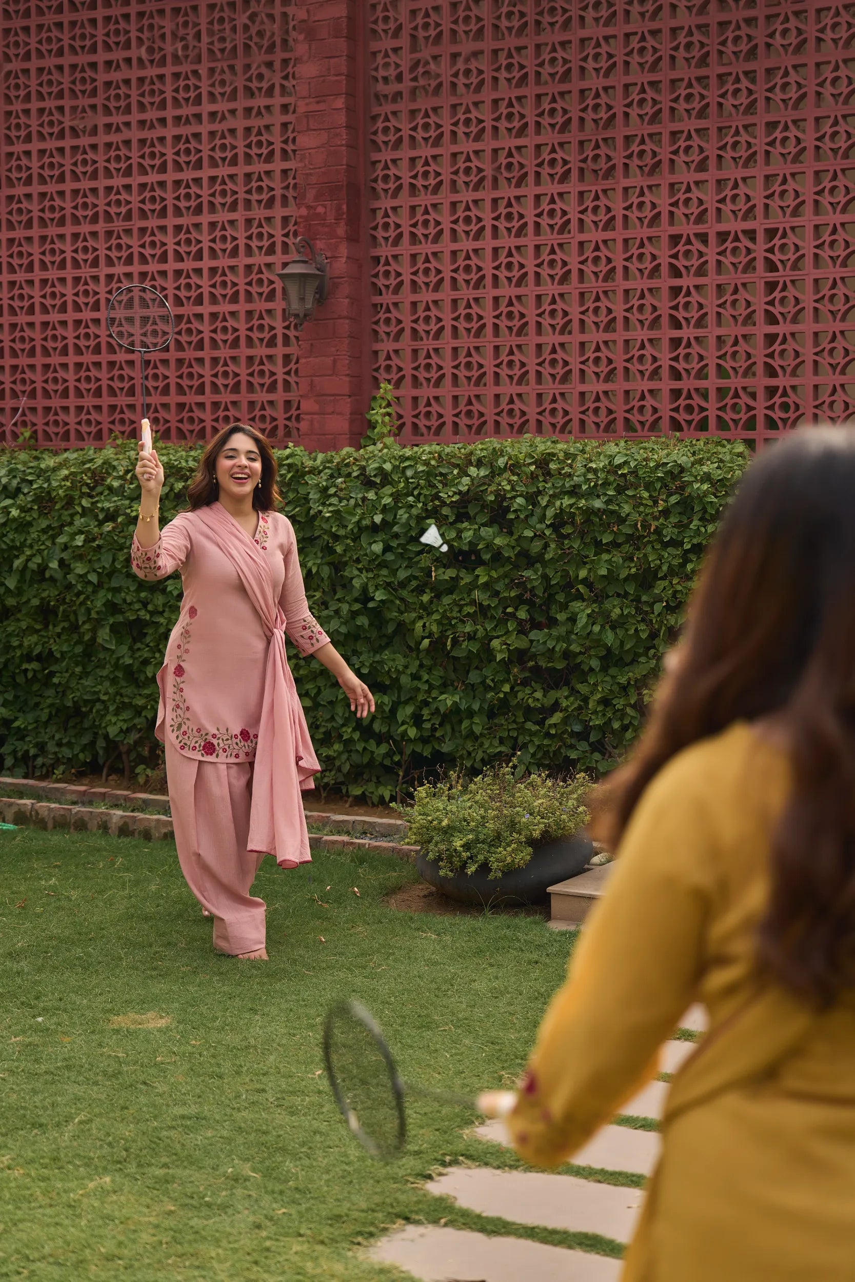 Blush Rose Embroidered Kurta  Set