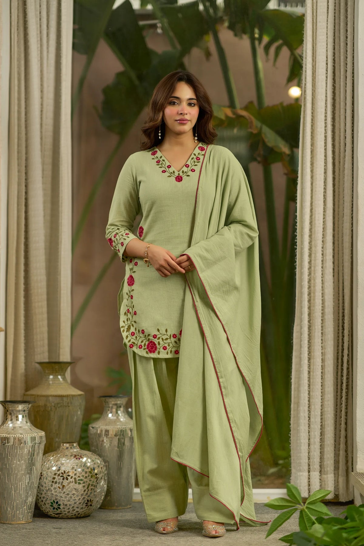 Sage Embroidered Kurta  Set
