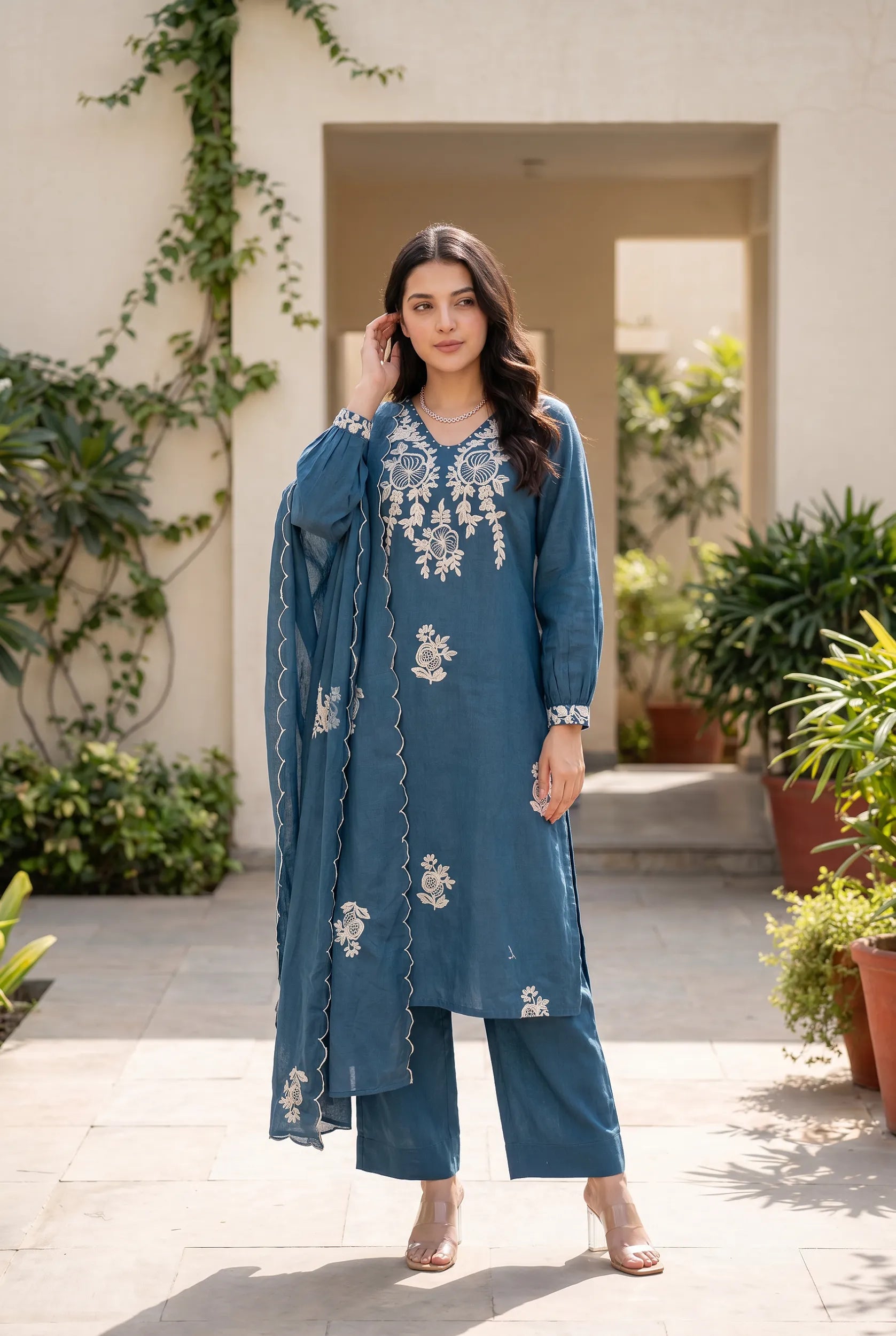 Midnight Blossom Kurta Set