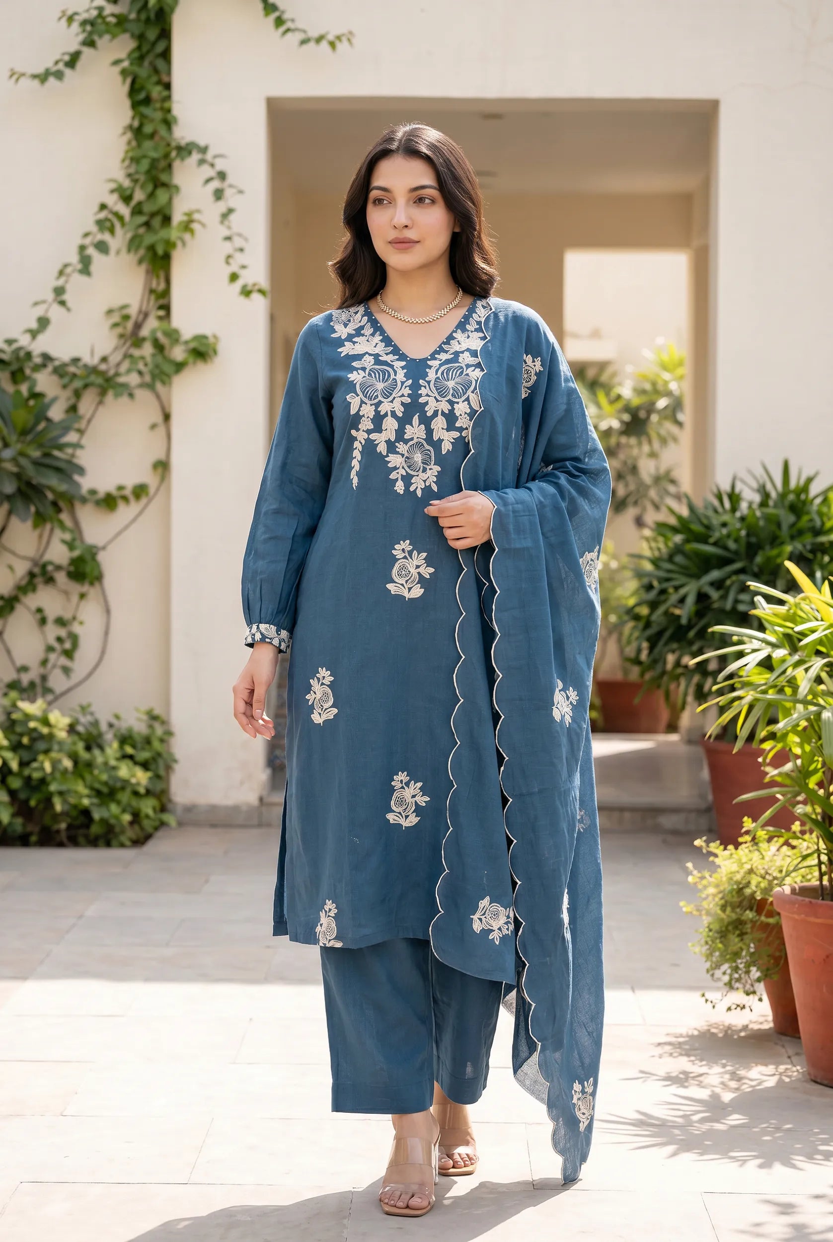 Midnight Blossom Kurta Set