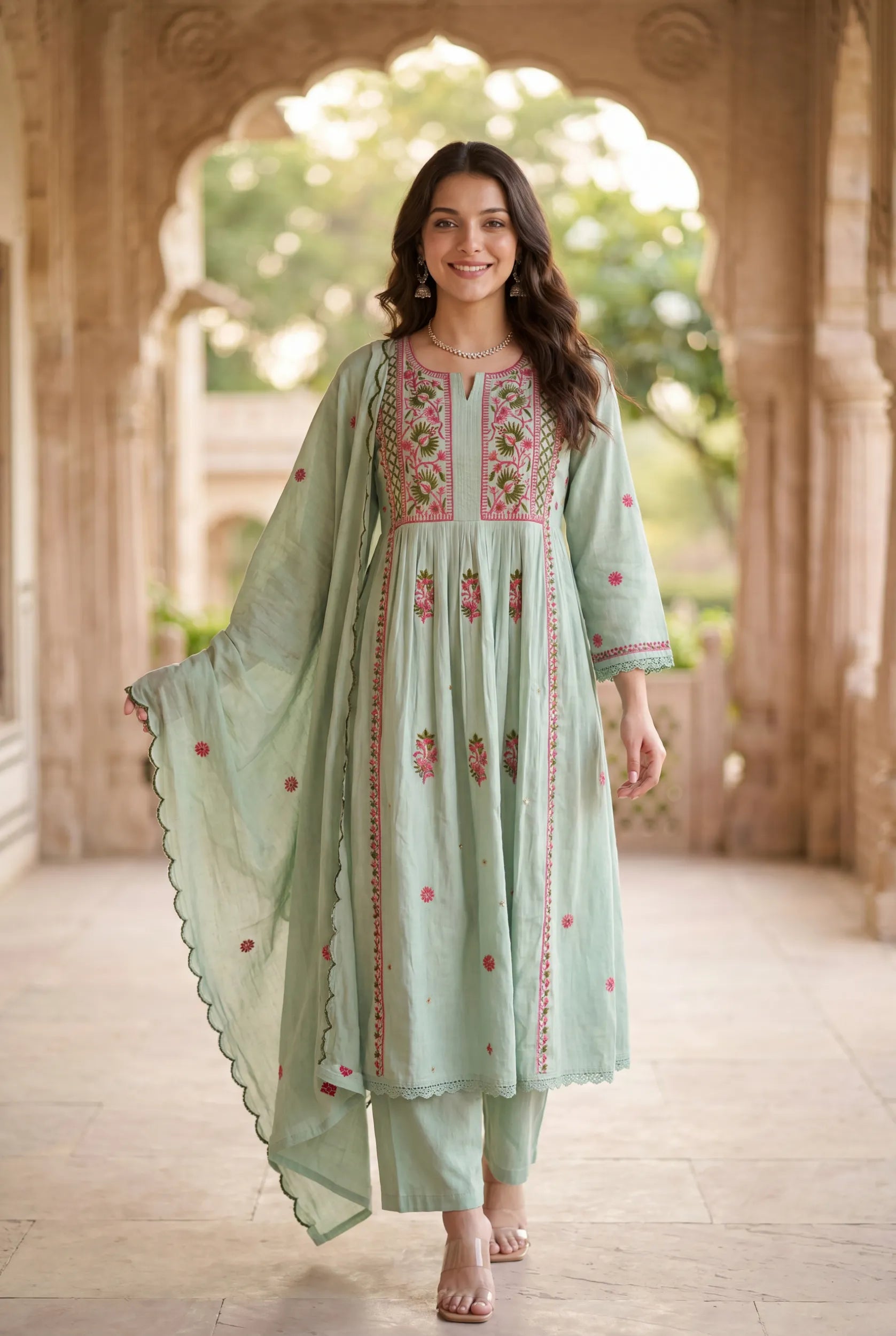Mint Embroidered Suit Set