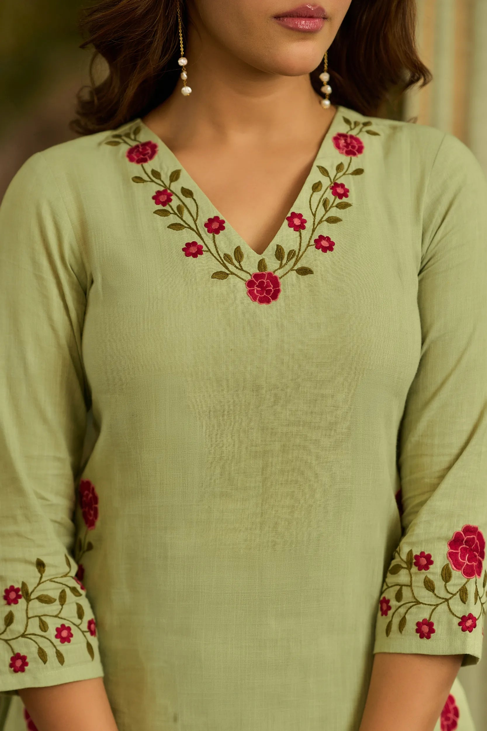 Sage Embroidered Kurta  Set