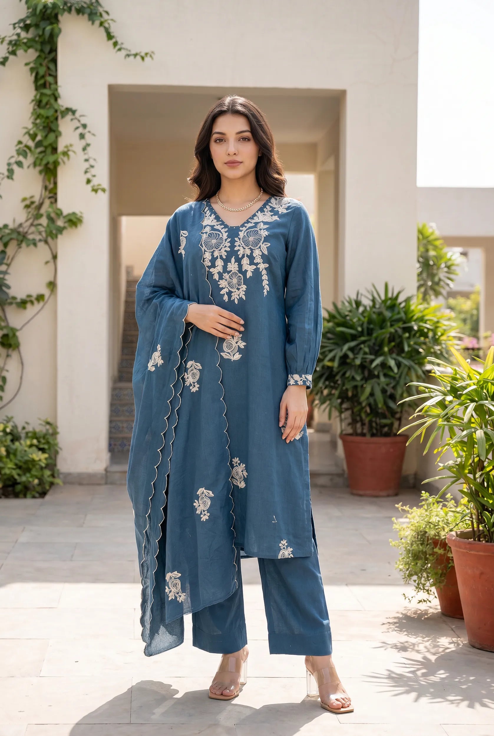 Midnight Blossom Kurta Set