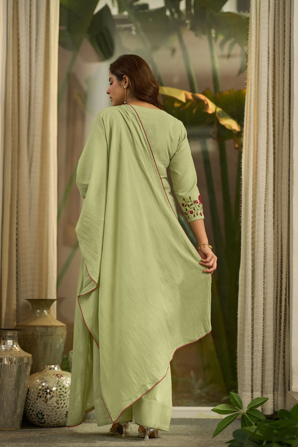 Sage Embroidered Kurta  Set