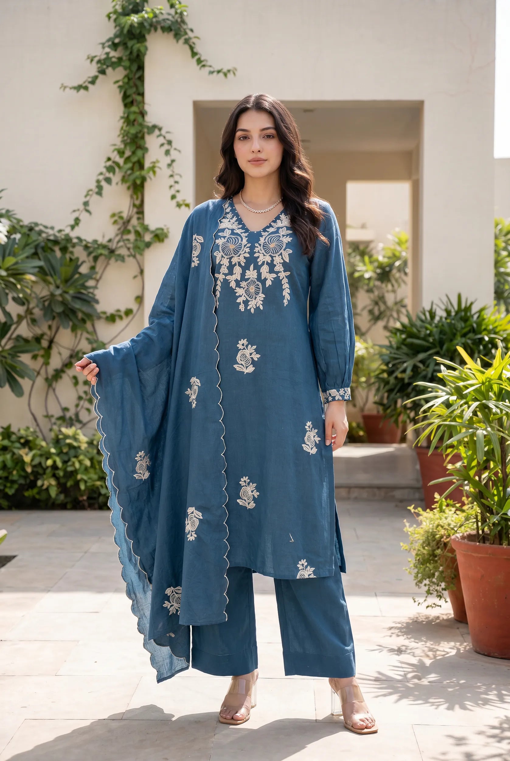 Midnight Blossom Kurta Set