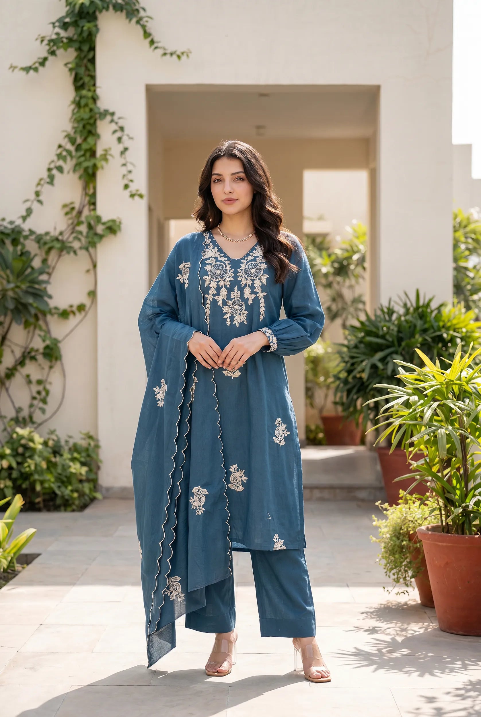 Midnight Blossom Kurta Set