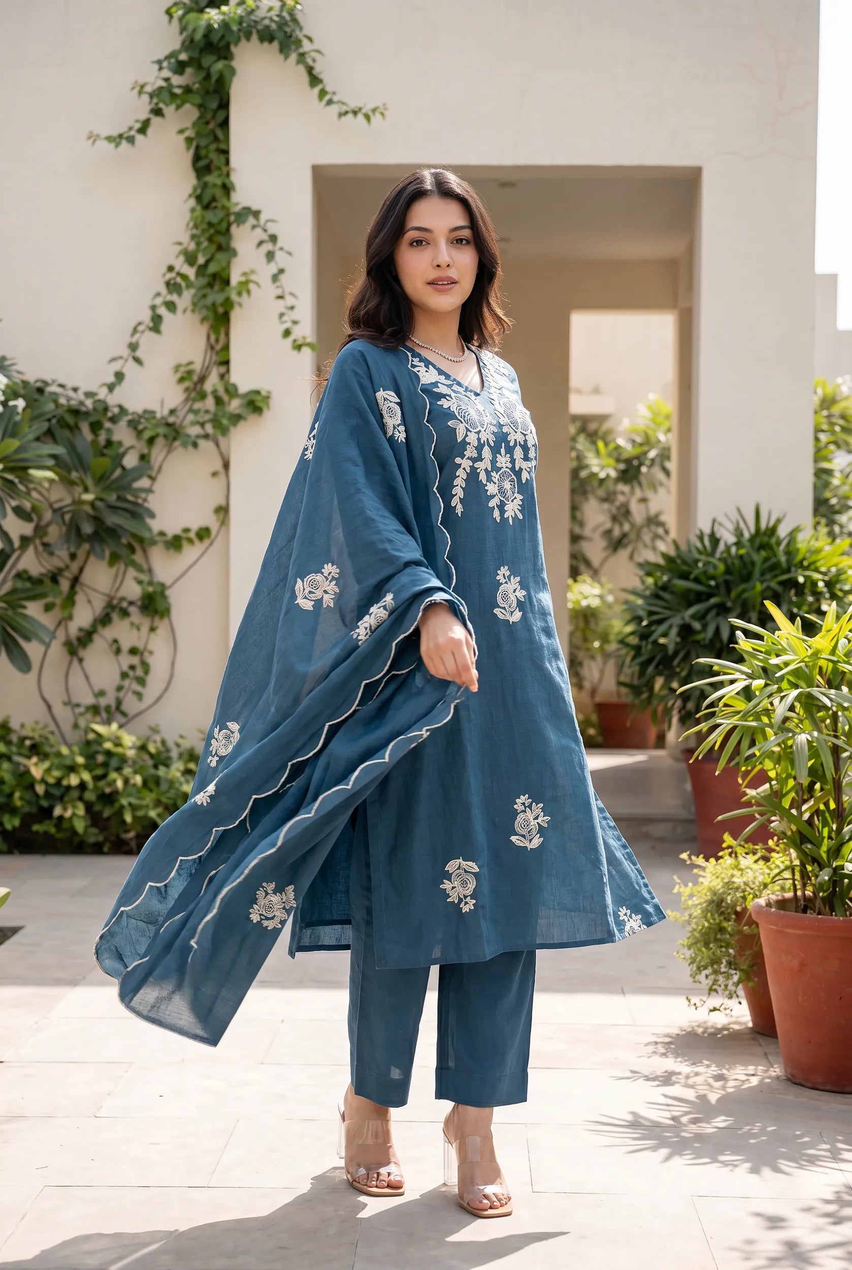 Midnight Blossom Kurta Set