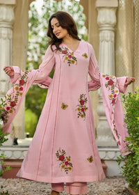 Blush Bloom Embroidered Kurta  Set