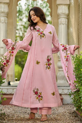 Blush Bloom Embroidered Kurta  Set