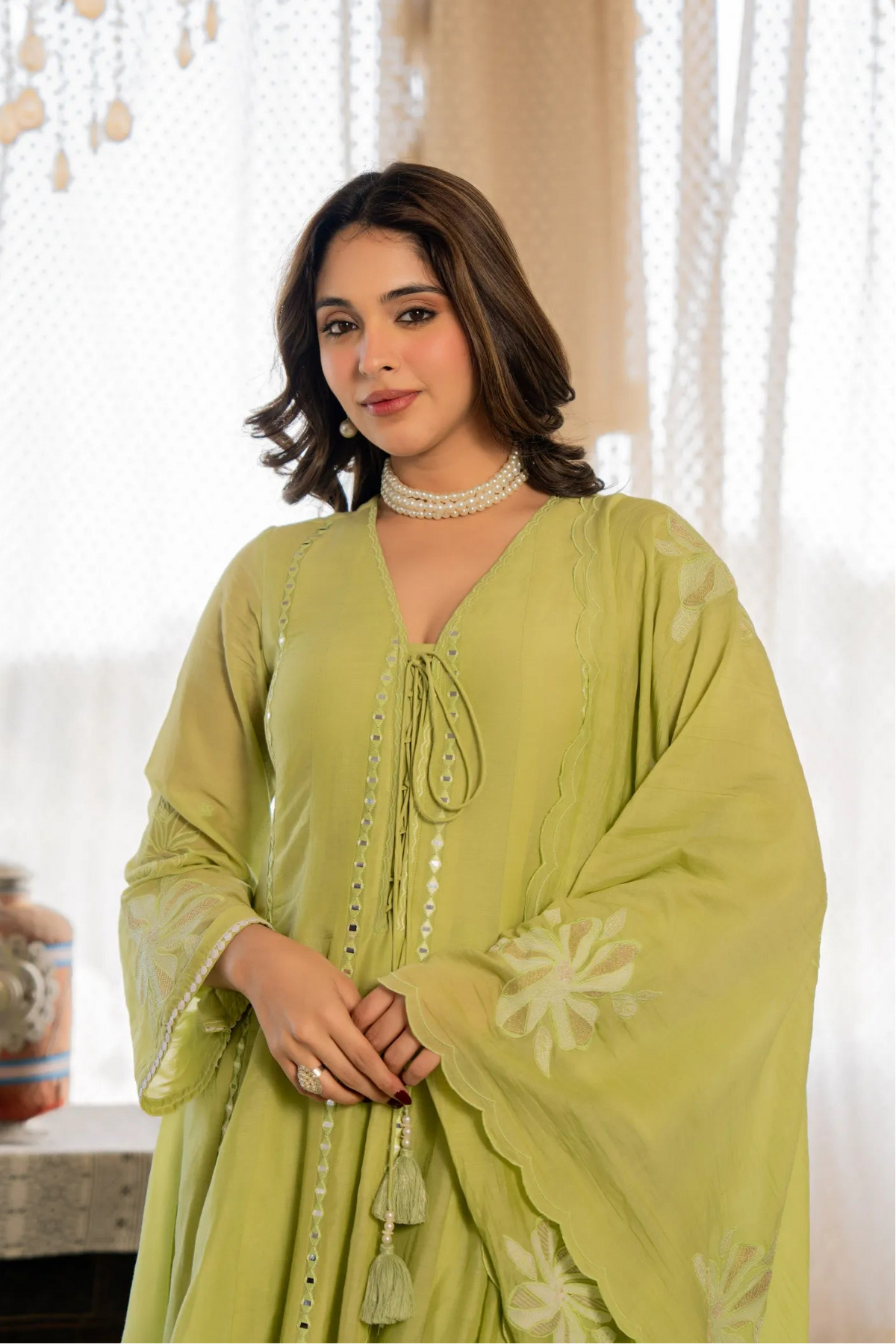 Minted Elegance Chanderi Kurta Set