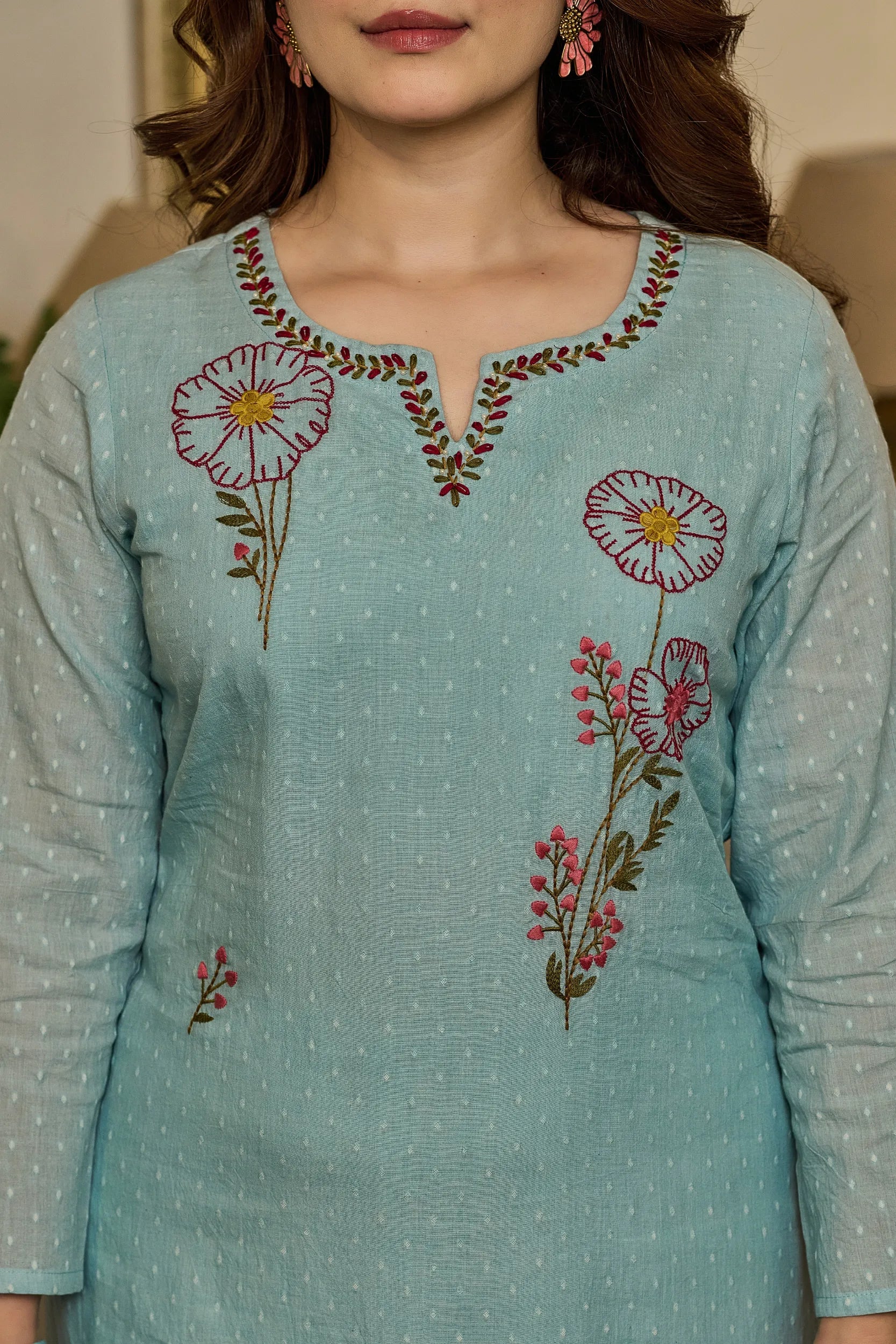 Powder Blue Embroidered Kurta Set