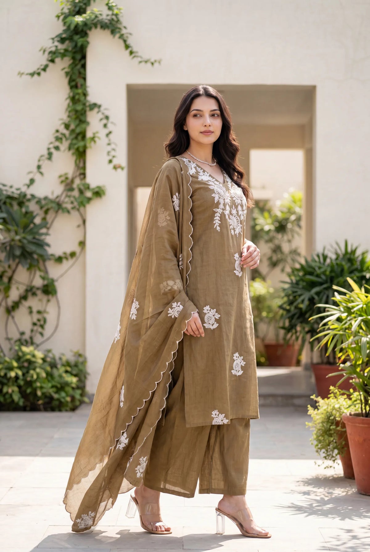 Hazel Bloom Embroidered Kurta Set