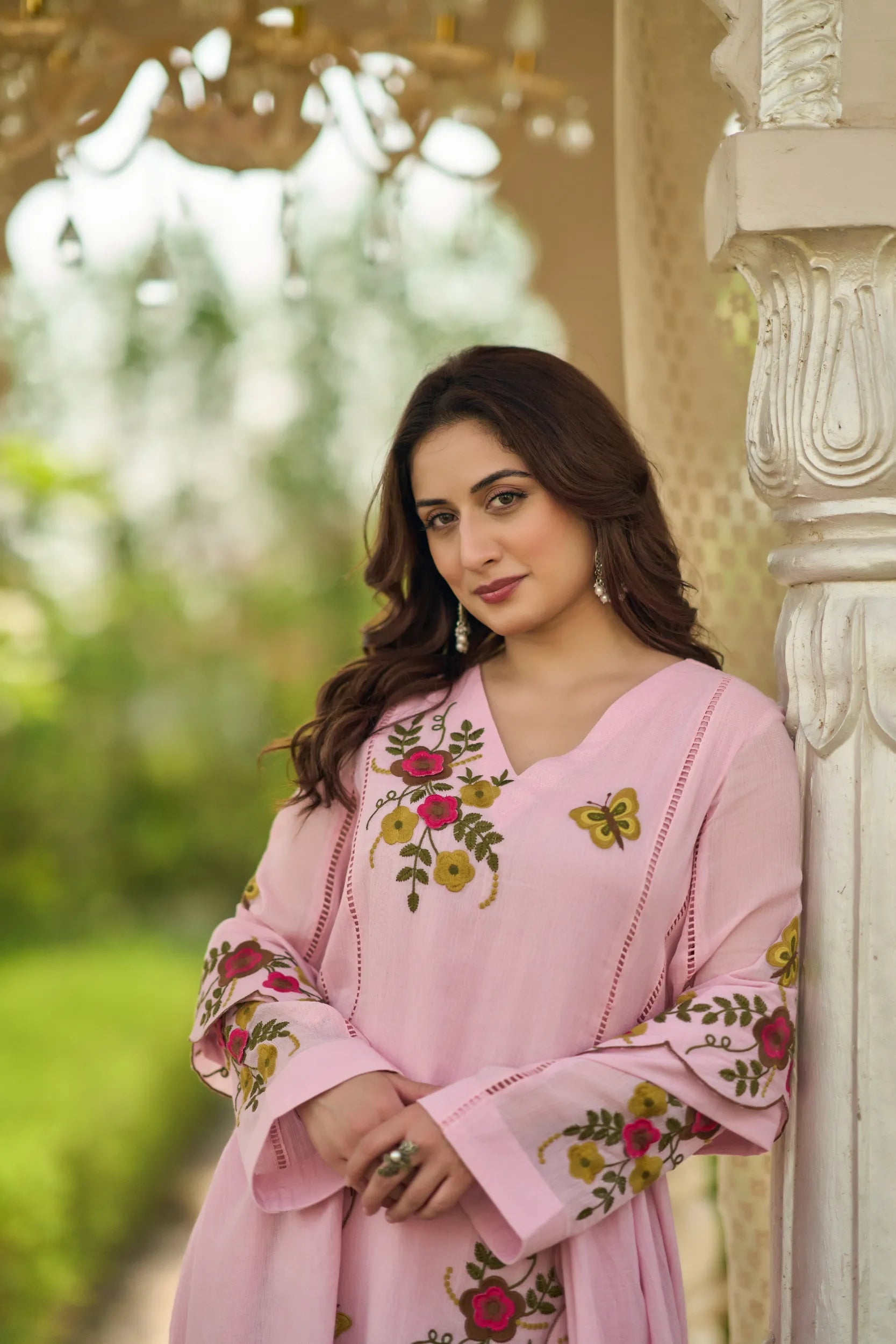 Blush Bloom Embroidered Suit Set