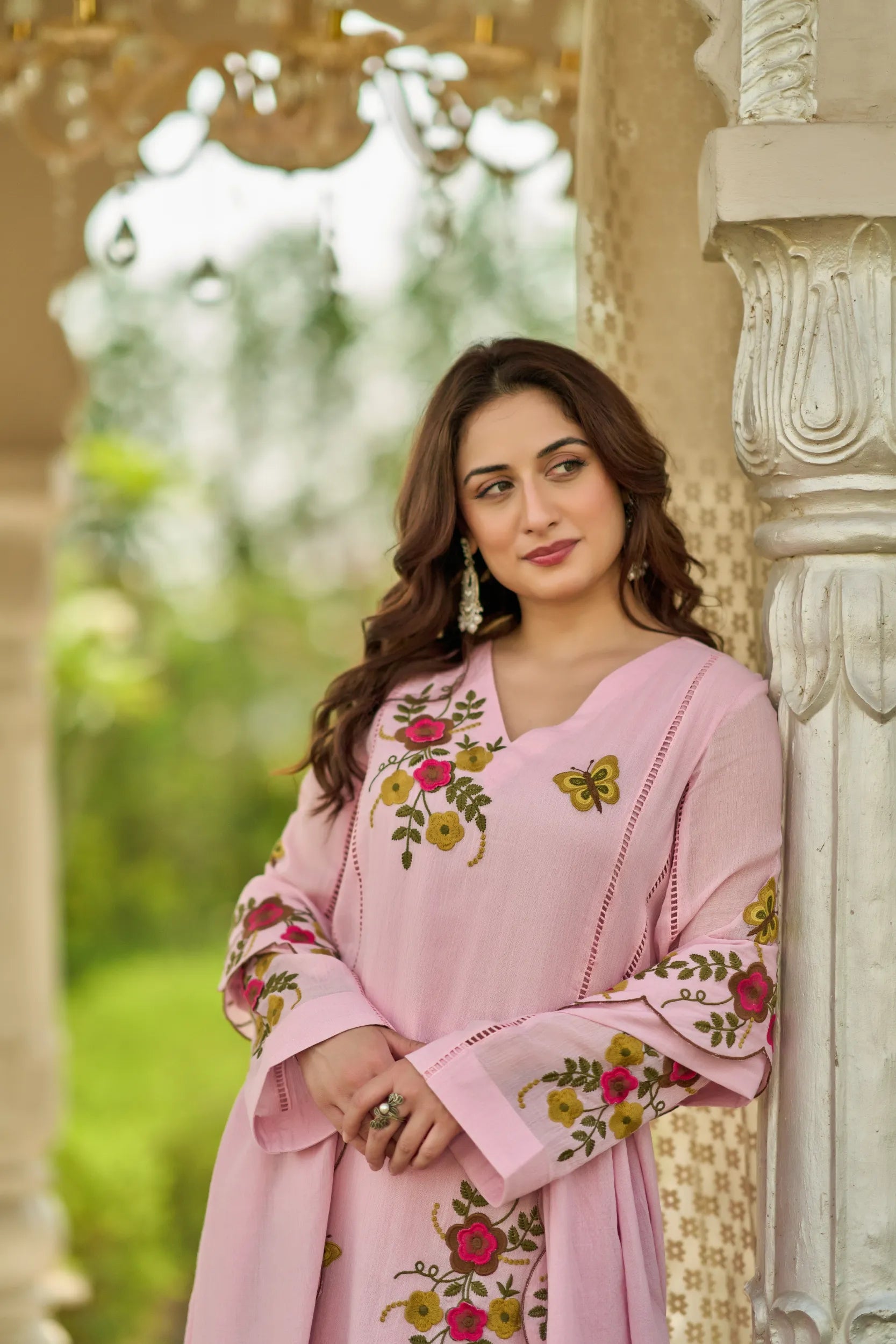Blush Bloom Embroidered Suit Set
